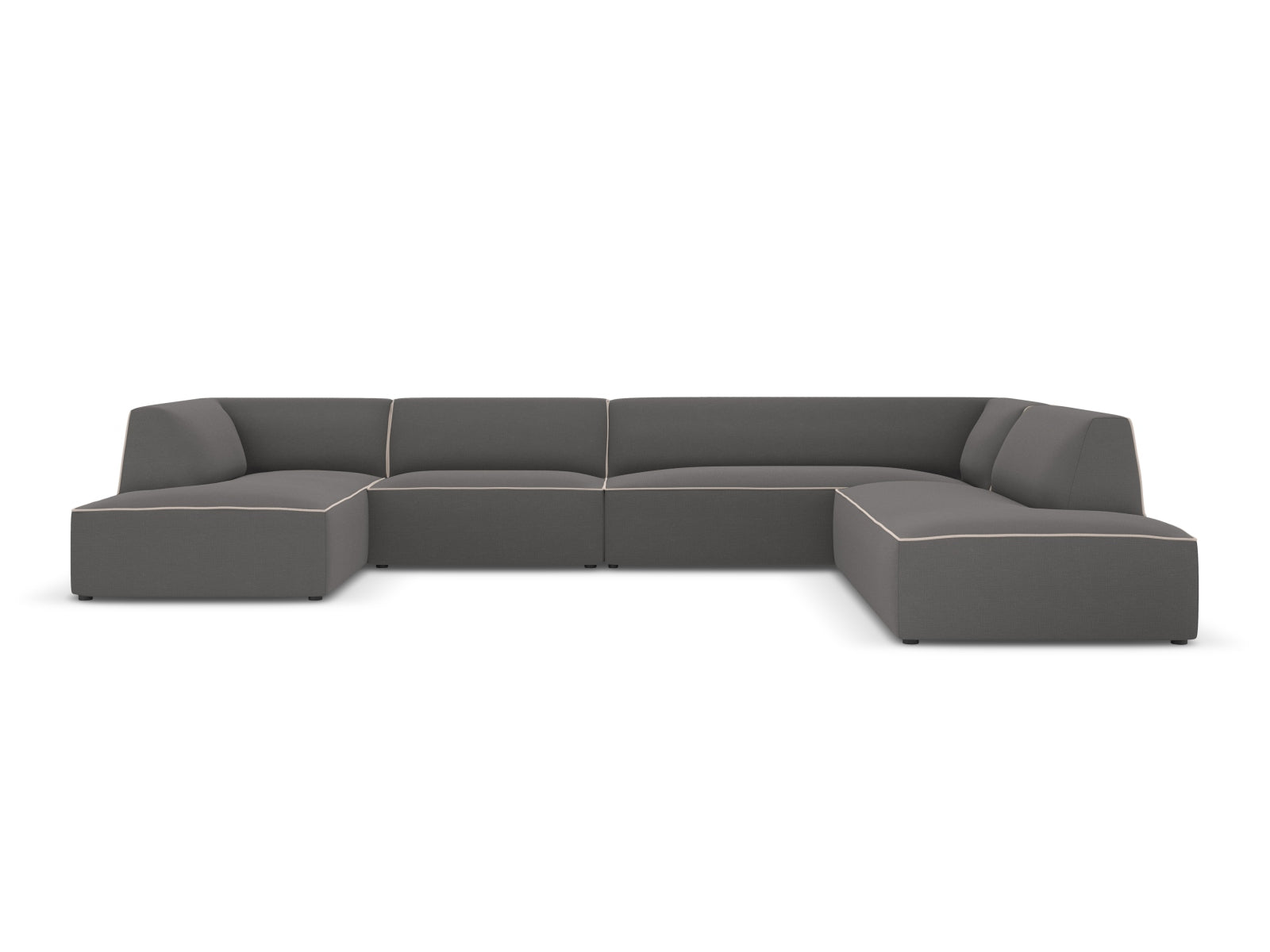 Oslo Panoramic Ecksofa rechts 7 Sitzer in Grey, Grey Beige Melange präsentiert im Onlineshop von KAQTU Design AG. Ecksofa rechts ist von Cosmopolitan Design