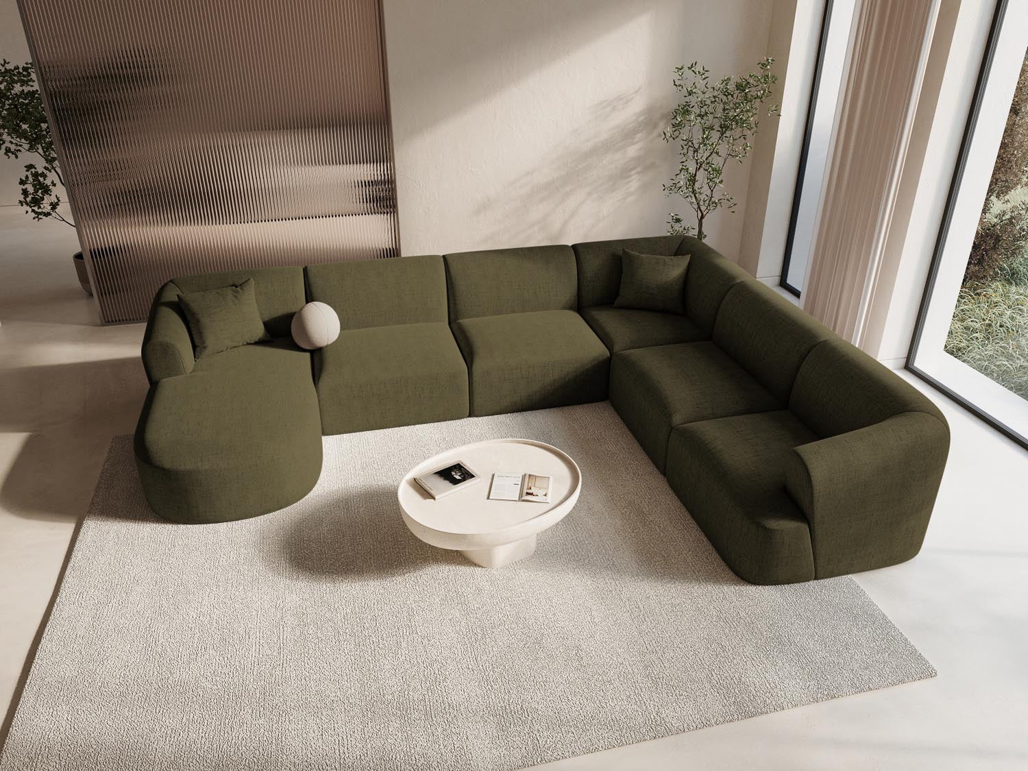 Entdecken Sie das Campi Modular Panoramic Ecksofa rechts 7 Sitzer von Cosmopolitan Design – stilvoll, anpassbar und perfekt für Ihr modernes Wohnambiente!