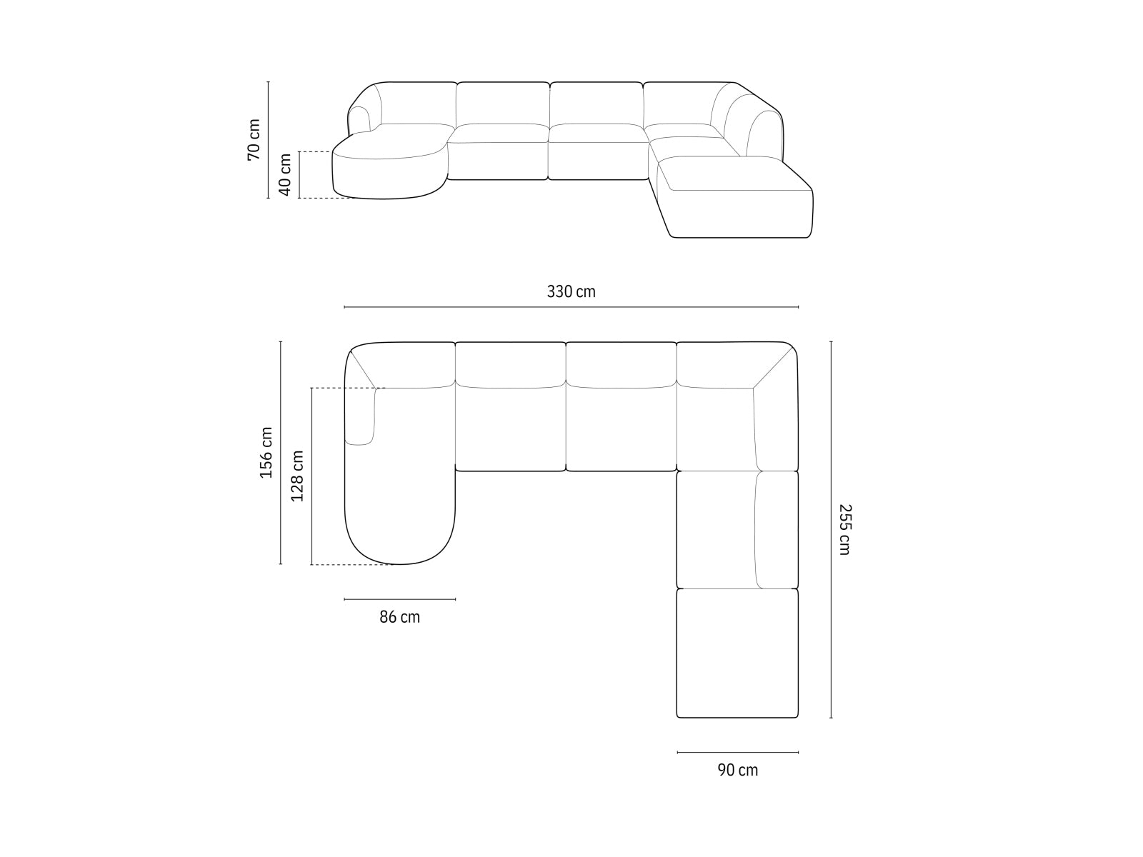 Erleben Sie das Campi Modular Panoramic Ecksofa rechts 7 Sitzer von Cosmopolitan Design – modern, flexibel und ideal für Ihr elegantes Zuhause!