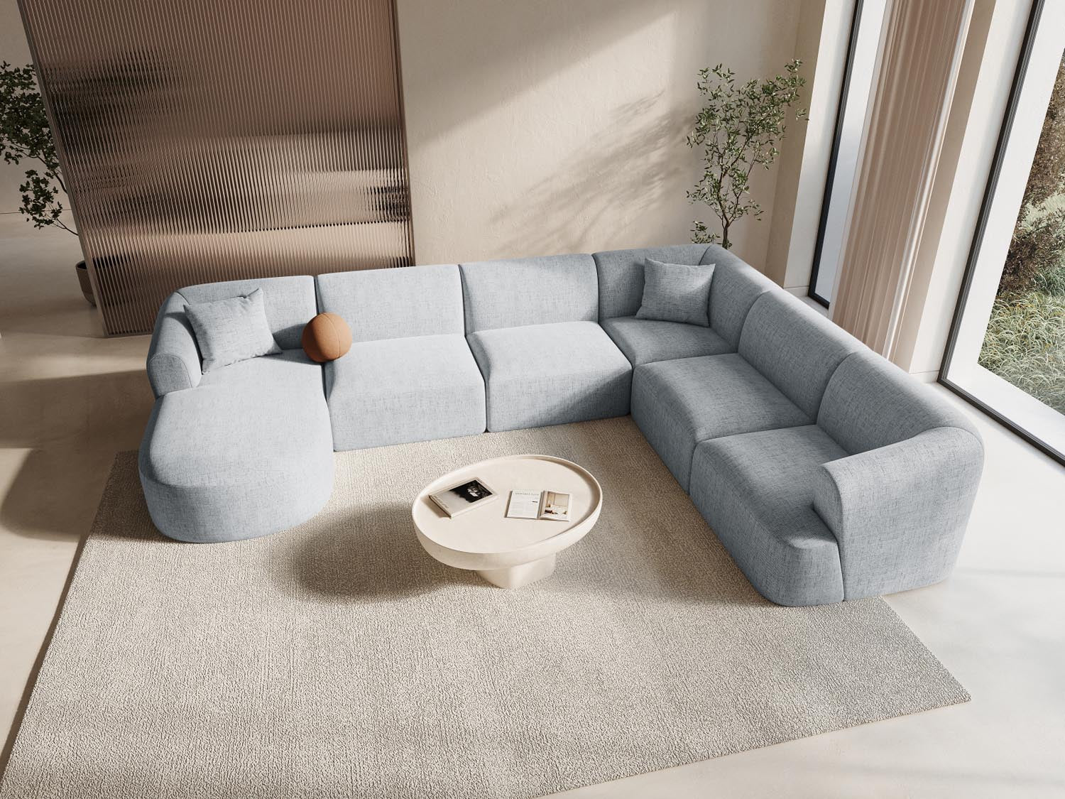 Entdecken Sie das Campi Modular Panoramic Ecksofa rechts 7 Sitzer von Cosmopolitan Design – stilvoll, anpassbar und perfekt für Ihr modernes Wohnambiente!