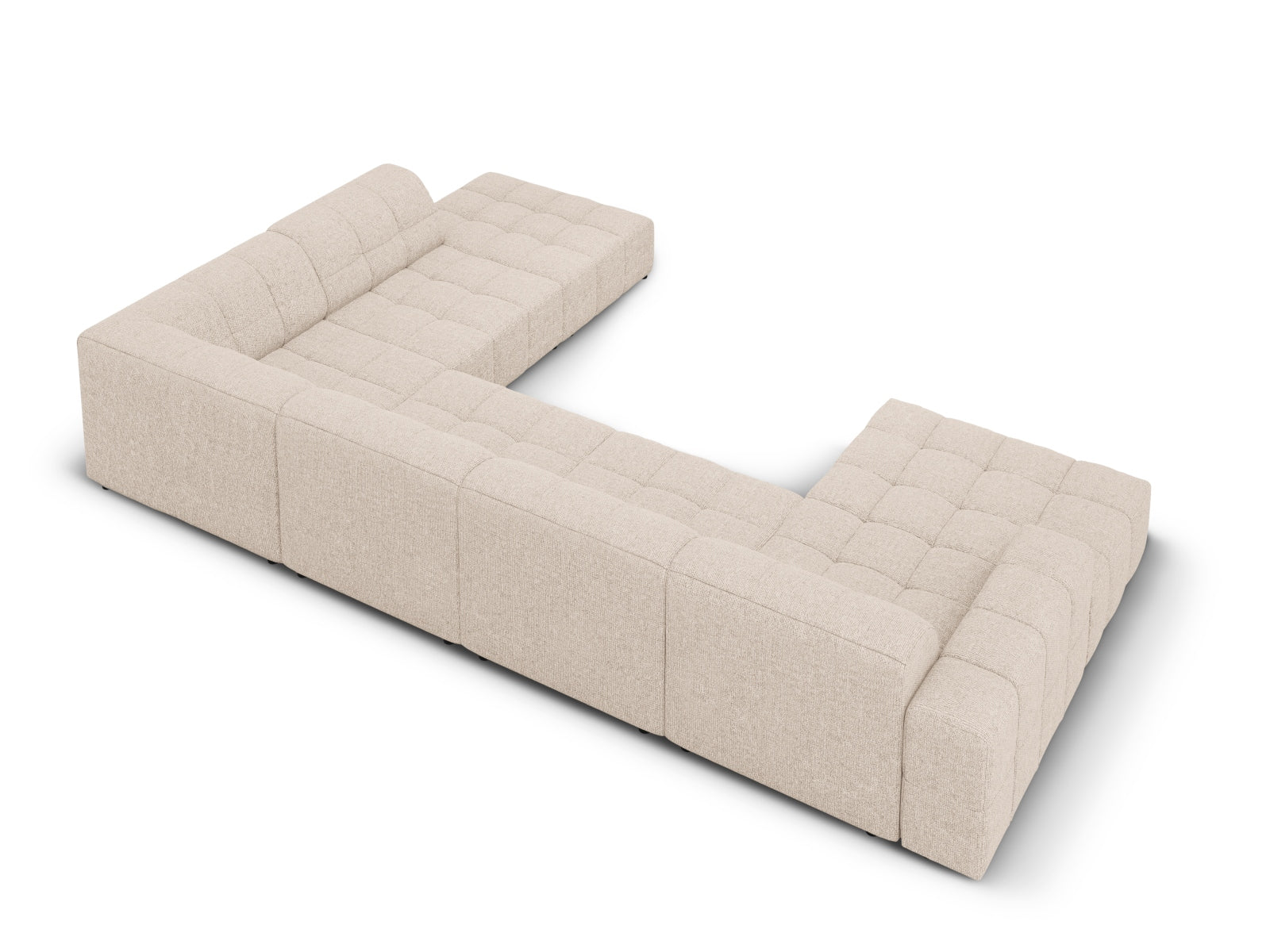 Beige Ecksofa Chicago Panoramic, 7-Sitzer, 262 cm, modernes Design für elegante Wohnräume, von Cosmopolitan Design.