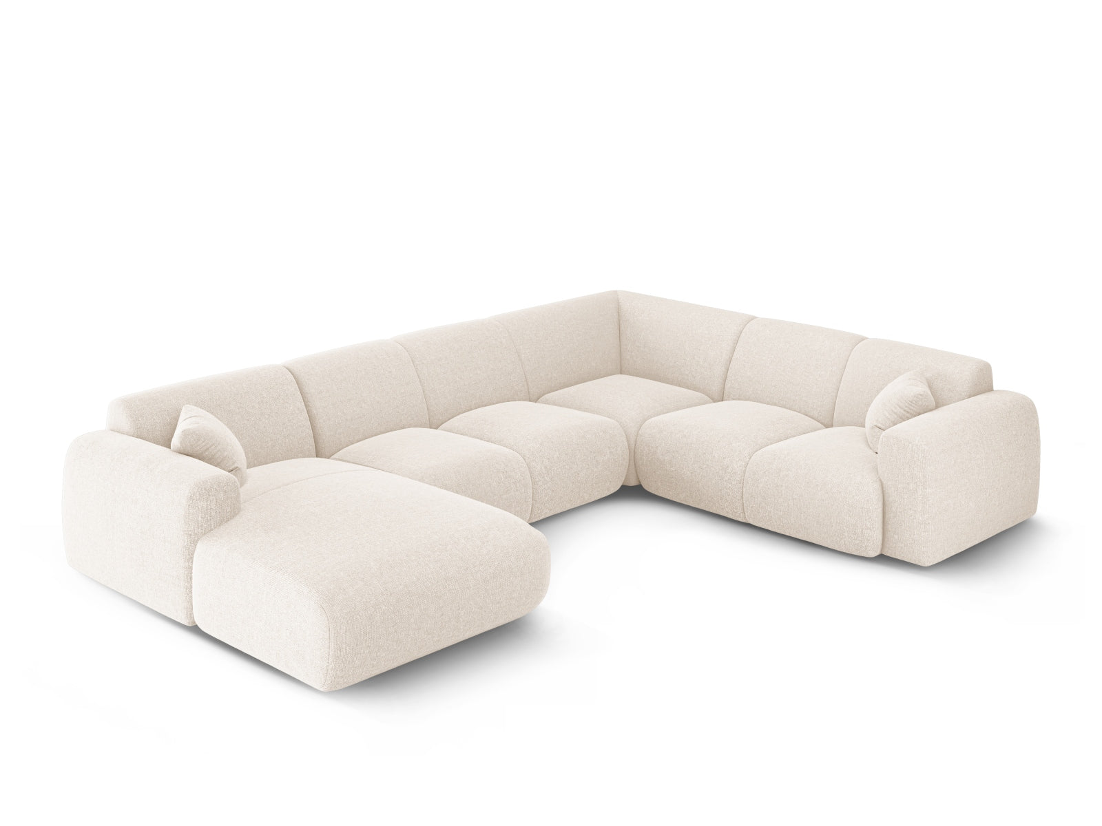 Modernes Nolio Panoramic Ecksofa in sanftem Beige, 6-Sitzer, 252 cm, perfekt für gemütliche und stilvolle Wohnzimmer von Cosmopolitan Design.