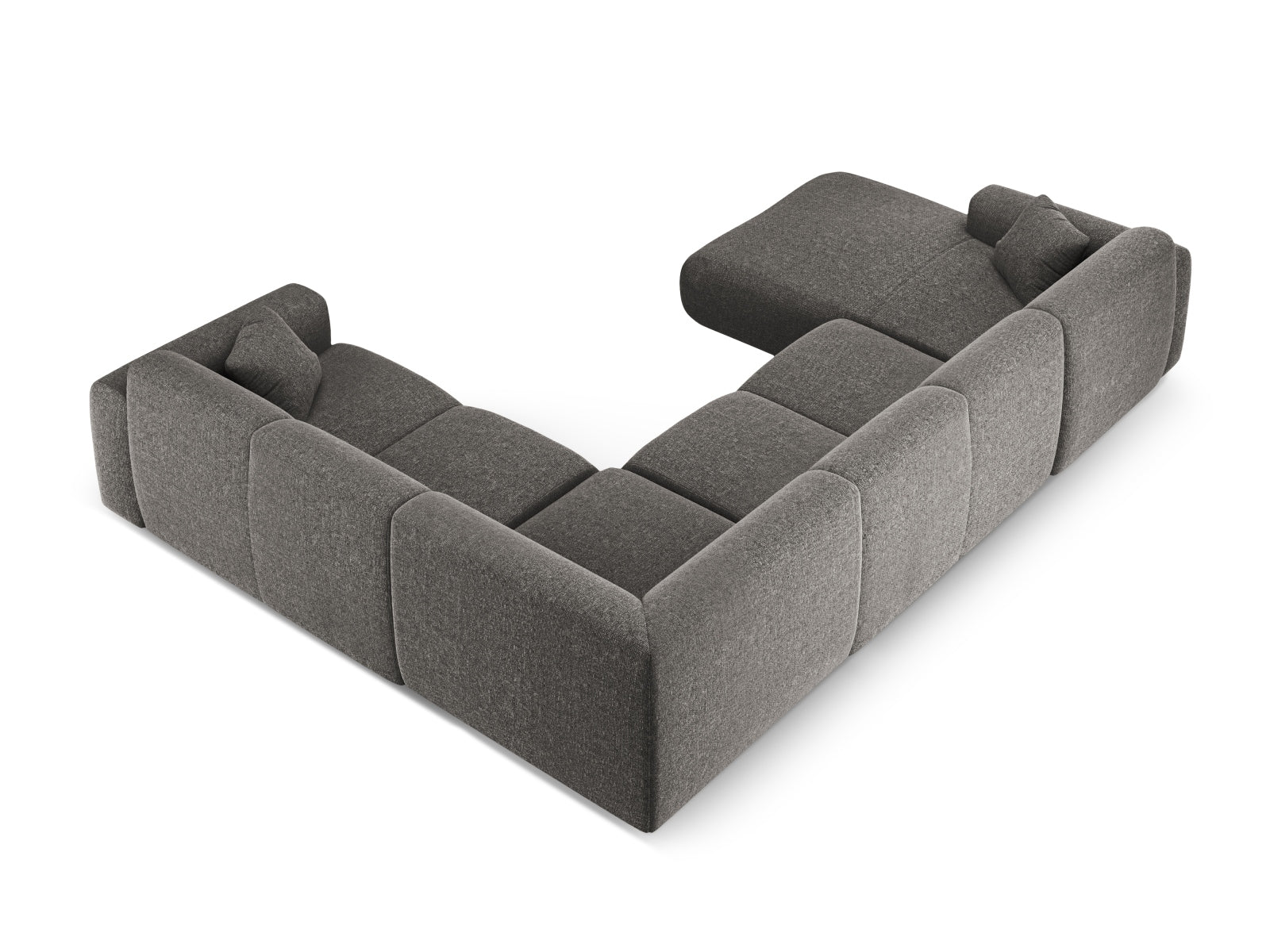 Elegantes Nolio Panoramic Ecksofa rechts, 6 Sitzer, 252 cm, in klassischem Grau, ideal für gemütliche und moderne Wohnräume.