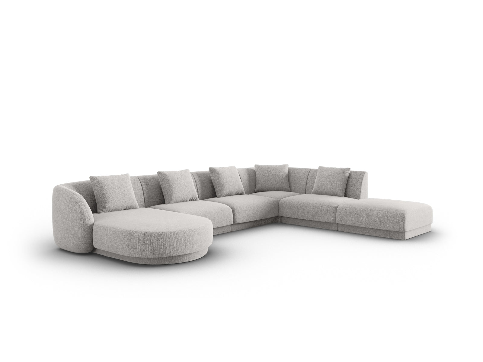 Elegantes Tulum Panoramic Ecksofa in Hellgrau, 6-Sitzer, 255 cm, ideal für stilvolle Wohnräume, präsentiert von Cosmopolitan Design.