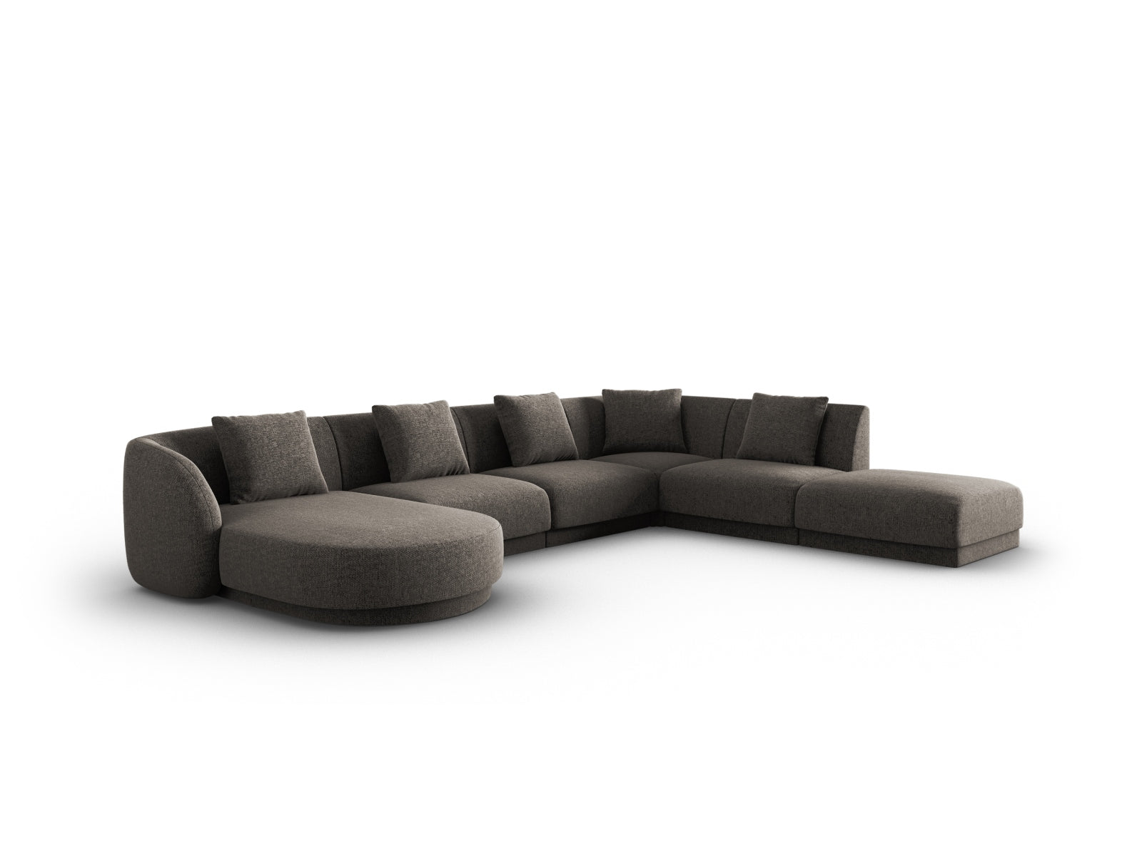 Elegantes Tulum Panoramic Ecksofa in Grau, 6-Sitzer, 255 cm, ideal für stilvolle Wohnräume, präsentiert von Cosmopolitan Design.