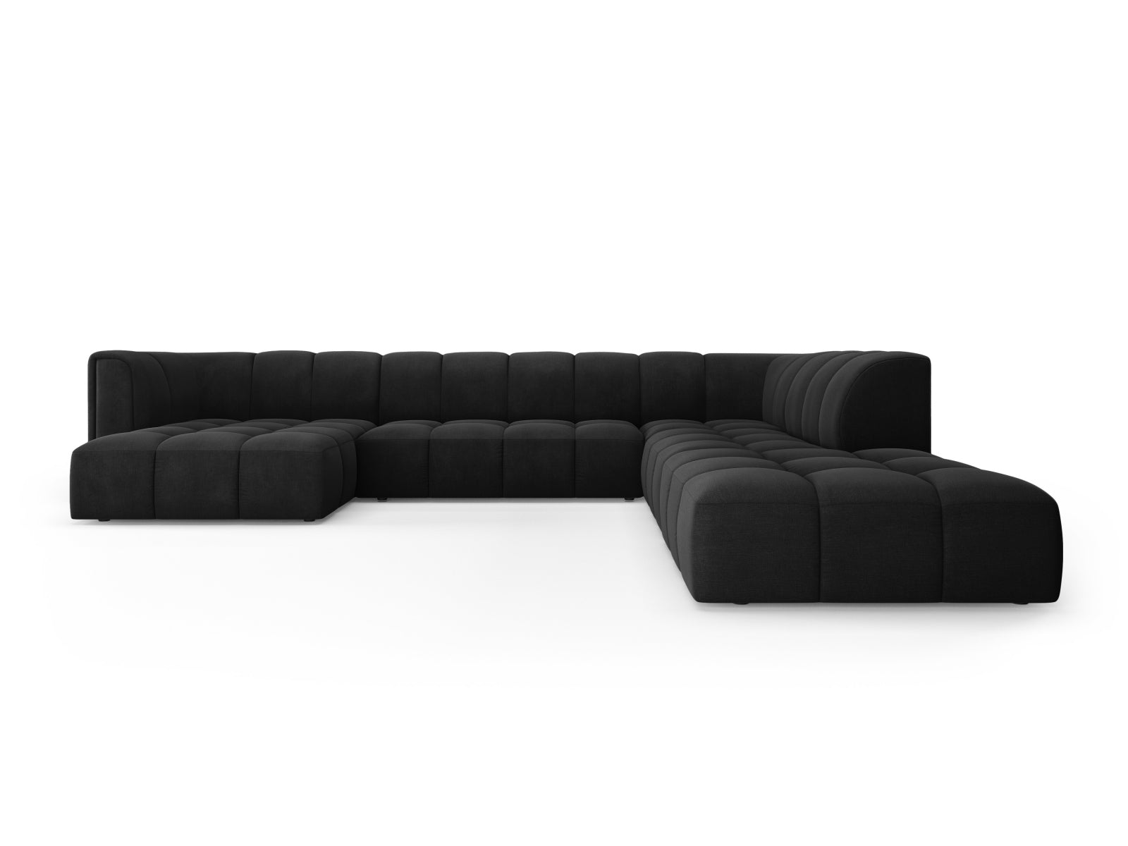 7-Sitzer Moritz Modular Ecksofa Panoramic rechts in Black-Rebel präsentiert im Onlineshop von KAQTU Design AG. Ecksofa rechts ist von Cosmopolitan Design