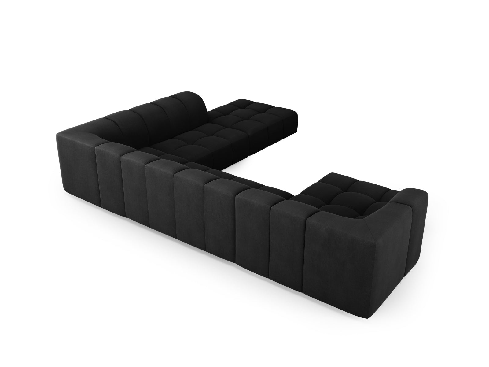 7-Sitzer Moritz Modular Ecksofa Panoramic rechts in Black-Rebel präsentiert im Onlineshop von KAQTU Design AG. Ecksofa rechts ist von Cosmopolitan Design