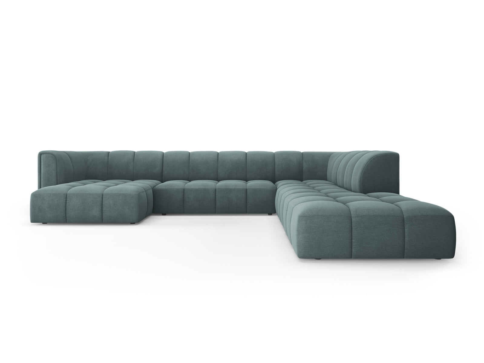 7-Sitzer Moritz Modular Ecksofa Panoramic rechts in Sea Green-Rebel präsentiert im Onlineshop von KAQTU Design AG. Ecksofa rechts ist von Cosmopolitan Design