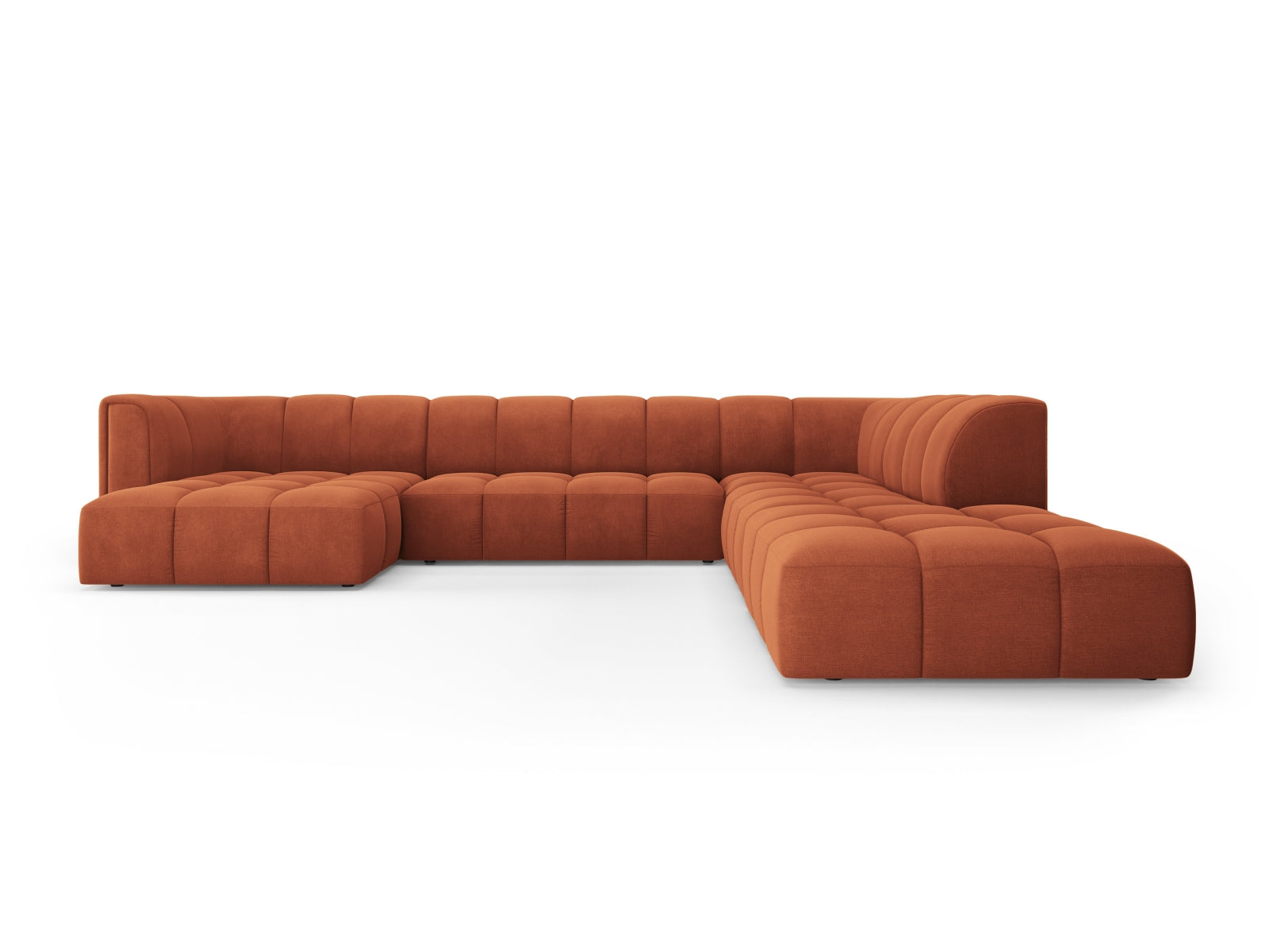 7-Sitzer Moritz Modular Ecksofa Panoramic rechts in Orange-Rebel präsentiert im Onlineshop von KAQTU Design AG. Ecksofa rechts ist von Cosmopolitan Design