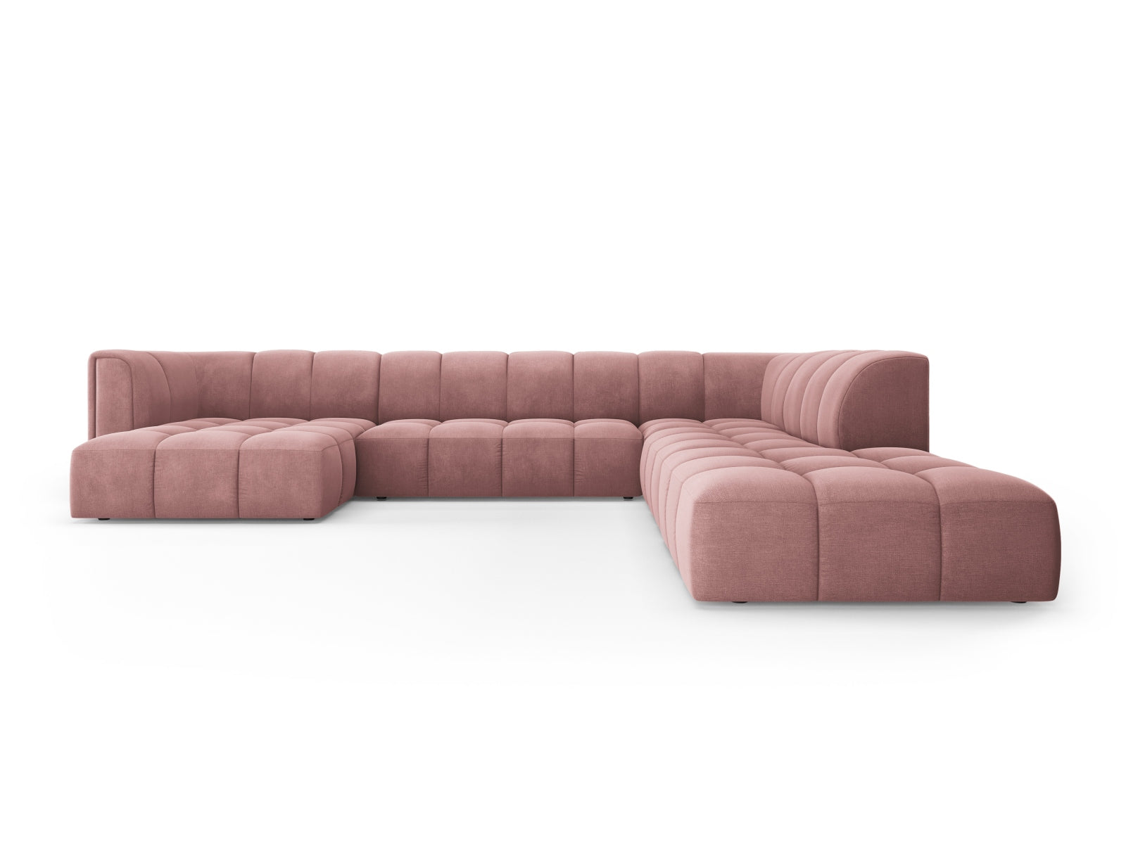 7-Sitzer Moritz Modular Ecksofa Panoramic rechts in Pink-Rebel präsentiert im Onlineshop von KAQTU Design AG. Ecksofa rechts ist von Cosmopolitan Design