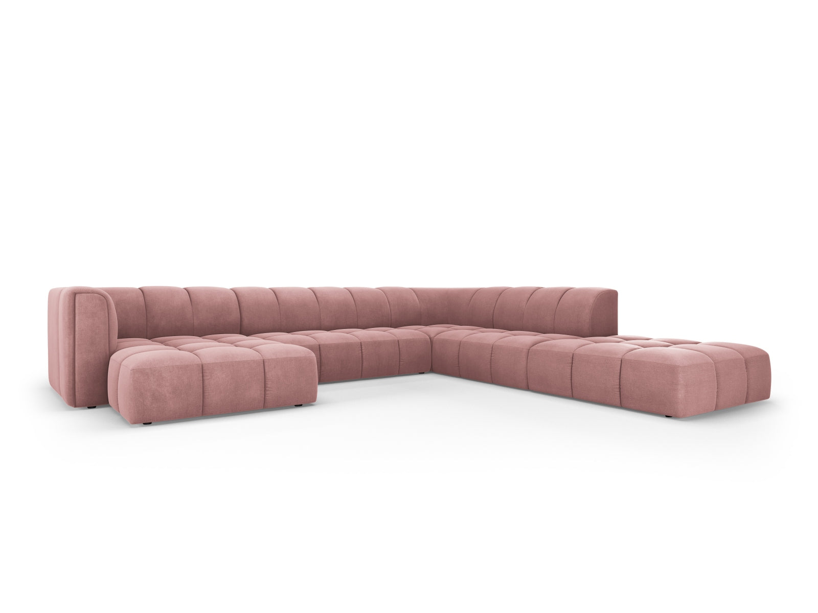 7-Sitzer Moritz Modular Ecksofa Panoramic rechts in Pink-Rebel präsentiert im Onlineshop von KAQTU Design AG. Ecksofa rechts ist von Cosmopolitan Design