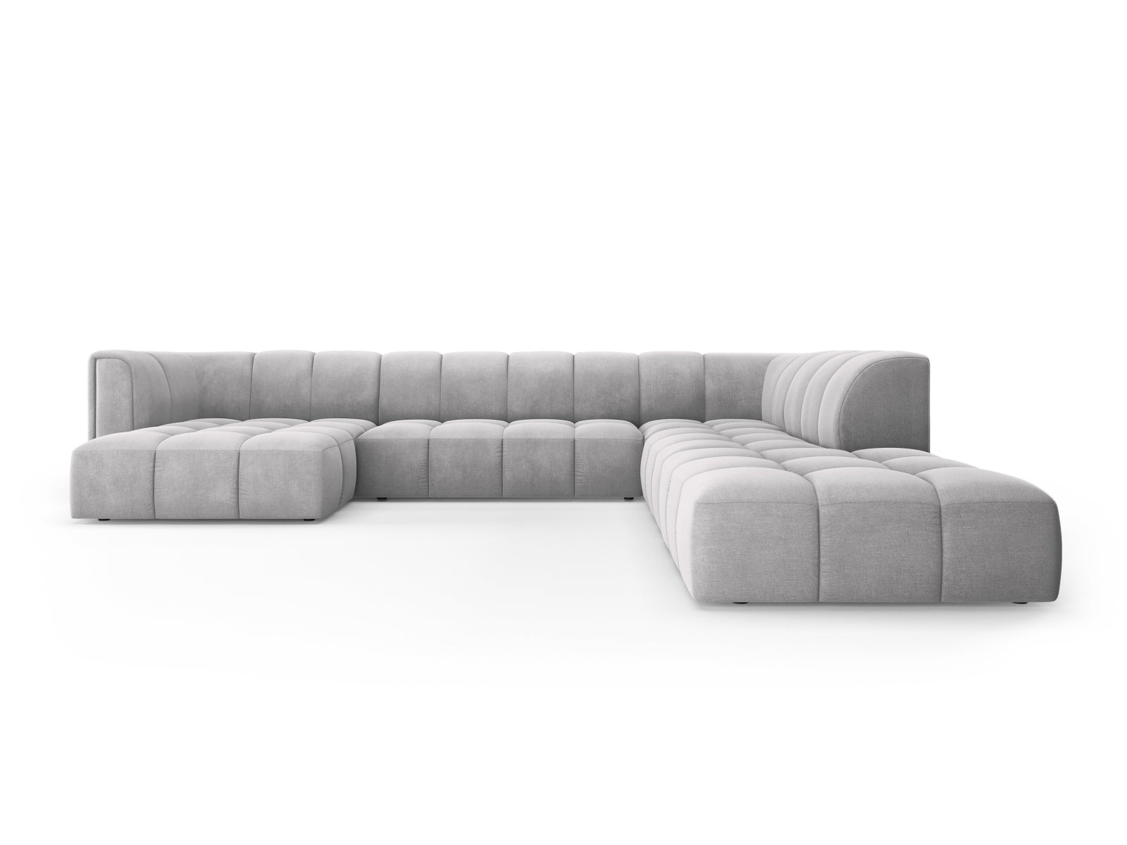 7-Sitzer Moritz Modular Ecksofa Panoramic rechts in Light Grey-Rebel präsentiert im Onlineshop von KAQTU Design AG. Ecksofa rechts ist von Cosmopolitan Design
