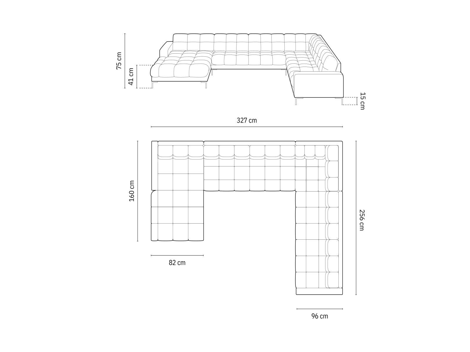 7-Sitzer Ecksofa Panoramic Bali rechts in Light Grey-Neve präsentiert im Onlineshop von KAQTU Design AG. Ecksofa rechts ist von Cosmopolitan Design