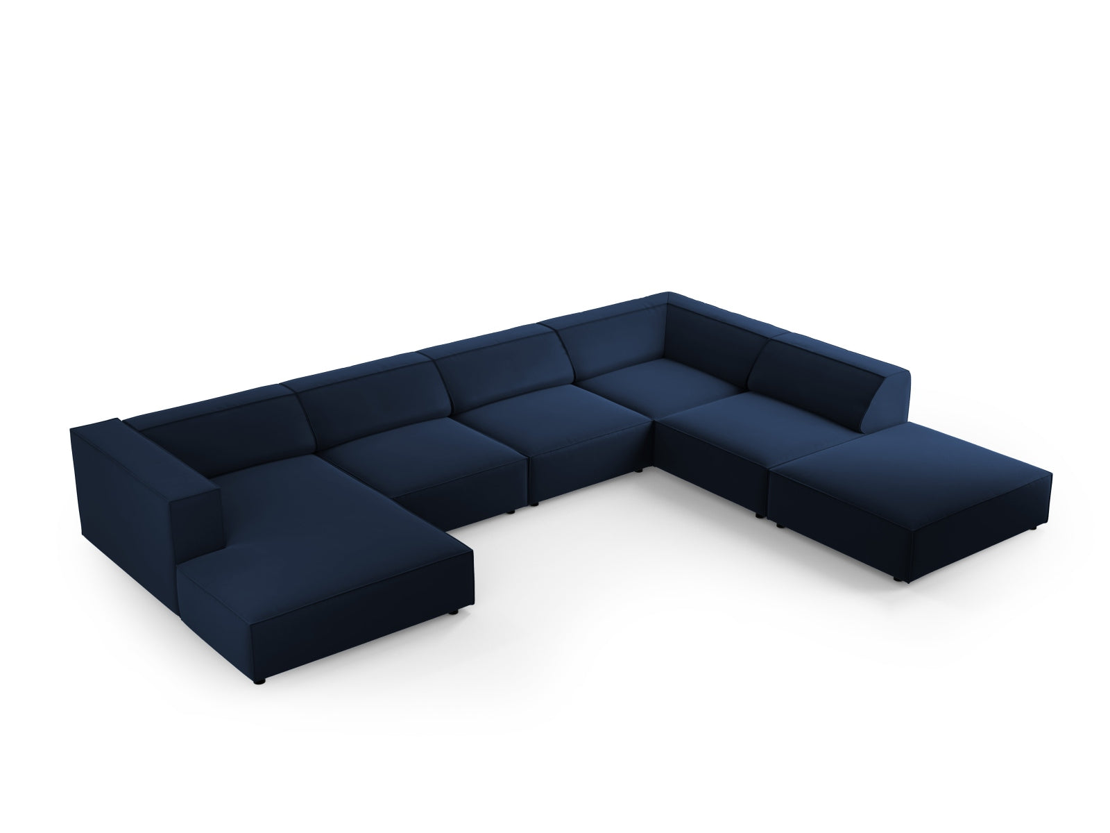 Arendal Velour Panoramic Ecksofa rechts 7 Sitzer in Royal Blue präsentiert im Onlineshop von KAQTU Design AG. Ecksofa rechts ist von Cosmopolitan Design