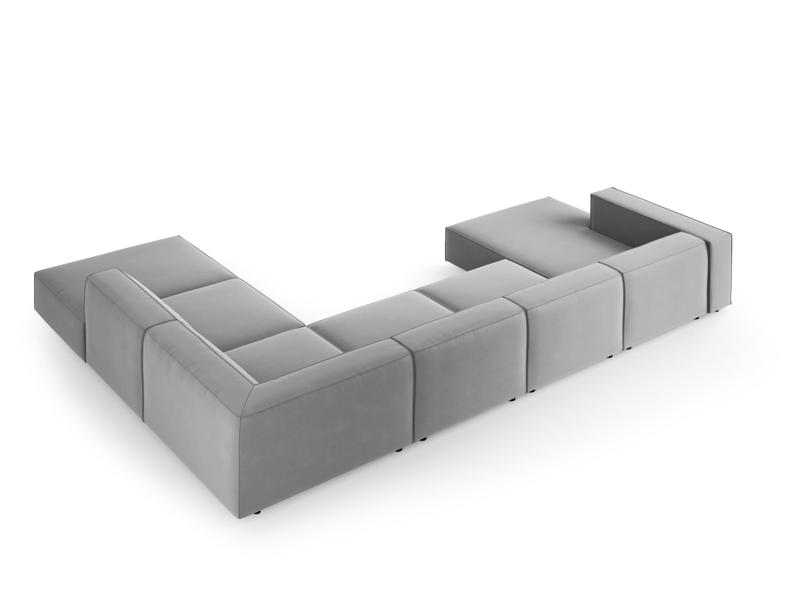 Arendal Velour Panoramic Ecksofa rechts 7 Sitzer in Light Grey präsentiert im Onlineshop von KAQTU Design AG. Ecksofa rechts ist von Cosmopolitan Design