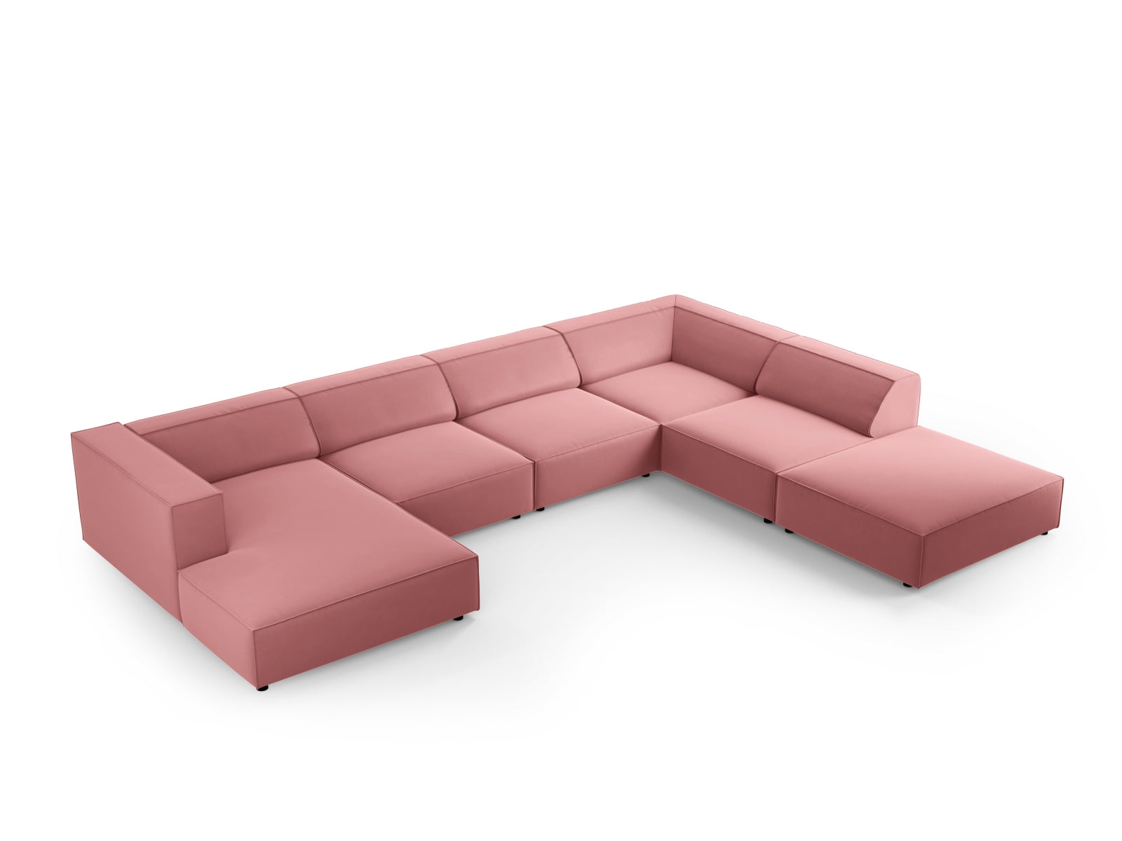 Arendal Velour Panoramic Ecksofa rechts 7 Sitzer in Flamingo präsentiert im Onlineshop von KAQTU Design AG. Ecksofa rechts ist von Cosmopolitan Design