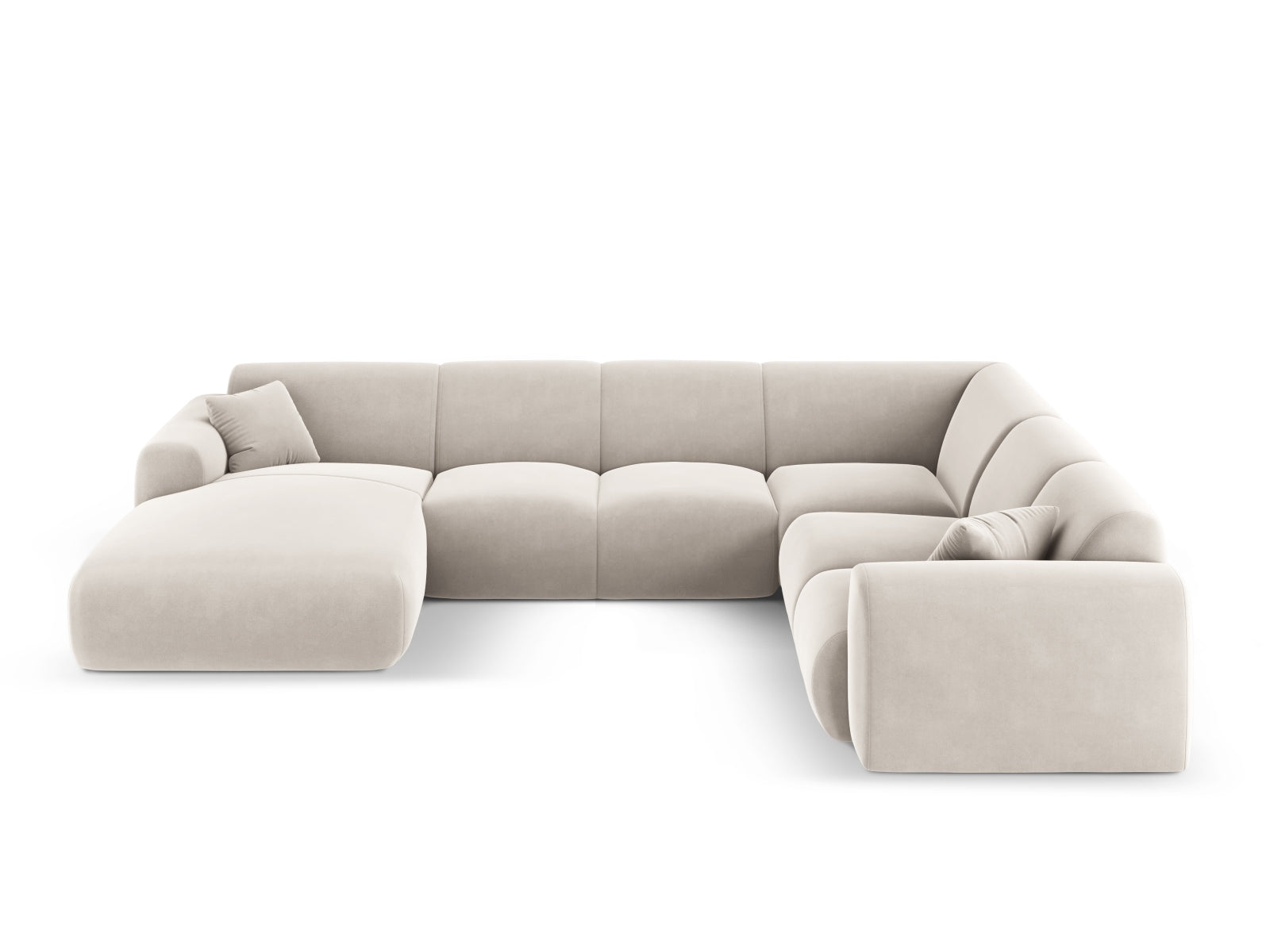 Nolio Velour Panoramic Ecksofa rechts 6 Sitzer 252cm in Light Beige-Casino präsentiert im Onlineshop von KAQTU Design AG. Ecksofa rechts ist von Cosmopolitan Design