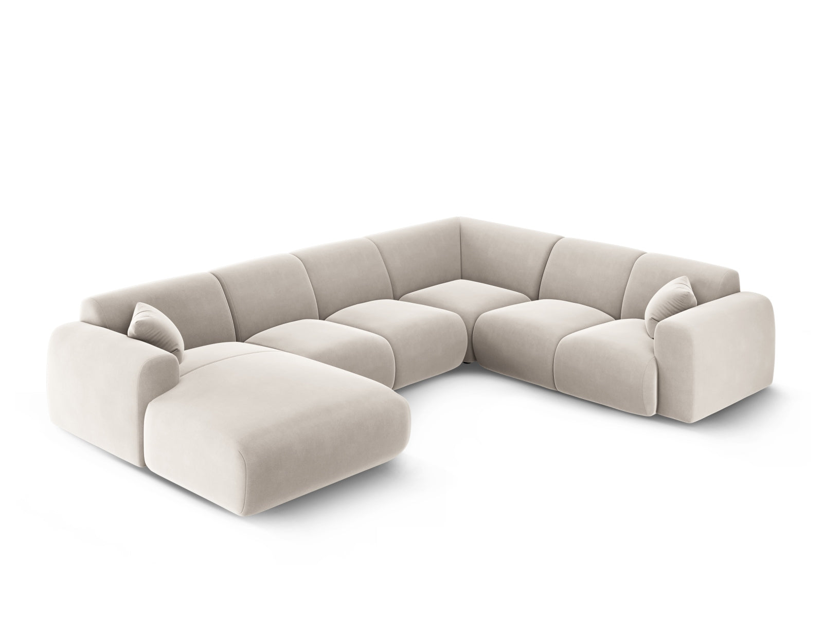 Nolio Velour Panoramic Ecksofa rechts 6 Sitzer 252cm in Light Beige präsentiert im Onlineshop von KAQTU Design AG. Ecksofa rechts ist von Cosmopolitan Design