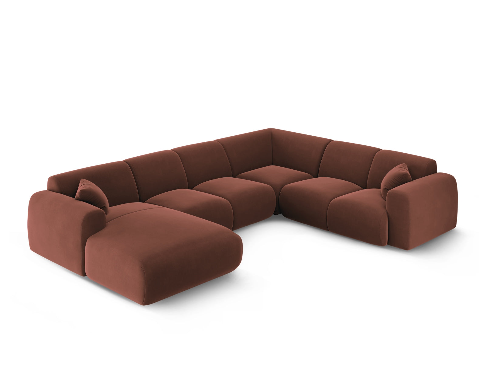 Nolio Velour Panoramic Ecksofa rechts 6 Sitzer 252cm in Cuoio präsentiert im Onlineshop von KAQTU Design AG. Ecksofa rechts ist von Cosmopolitan Design