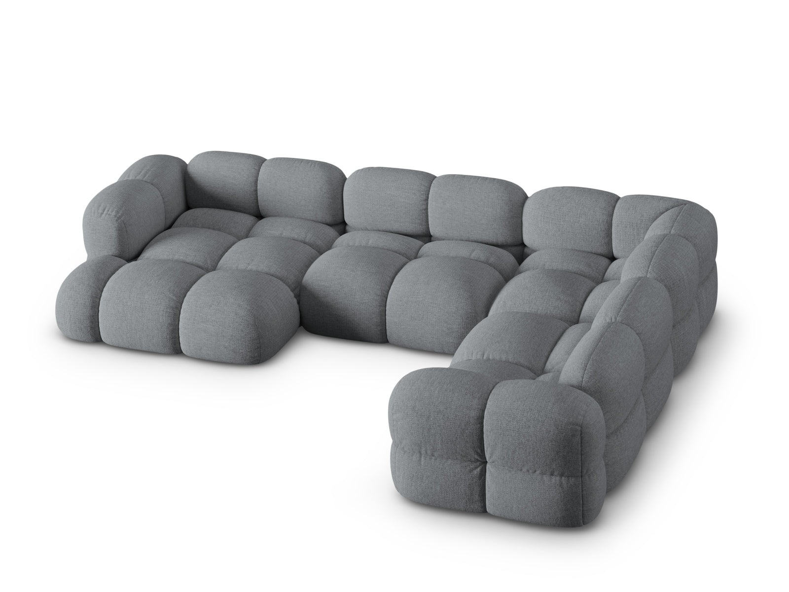 Modernes Loretto Panoramic Ecksofa in stilvollem Grau, 5-Sitzer, 250 cm, perfekt für gemütliche und elegante Wohnräume.