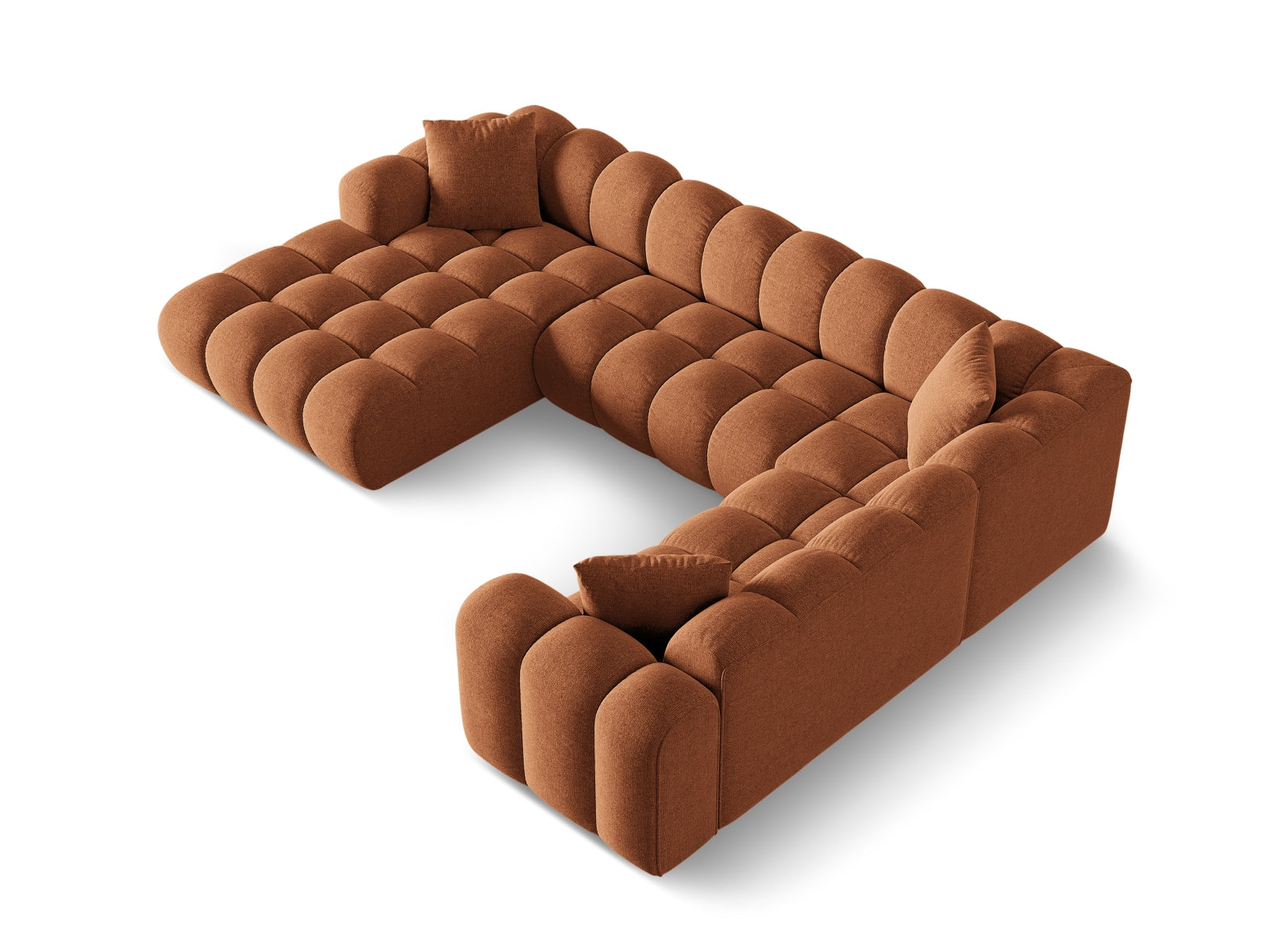 Elegantes 4-Sitzer Ecksofa rechts Panoramic Treno in Brick-Eden, ideal für entspannte Stunden und ein modernes Wohnambiente.