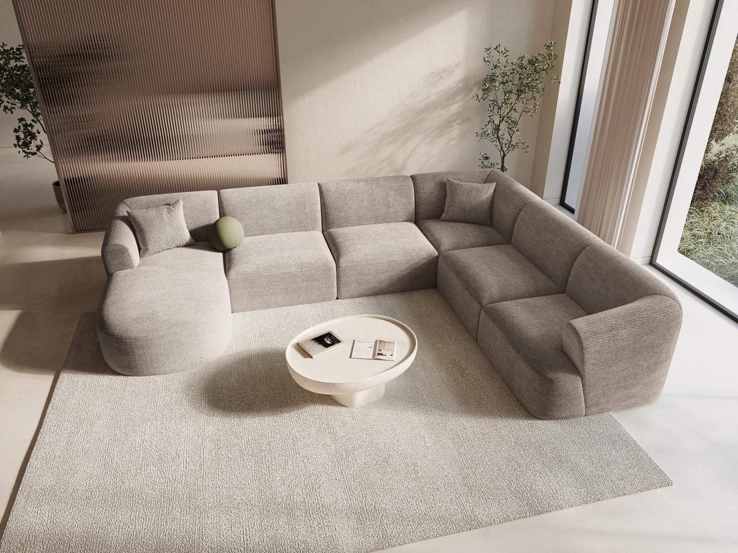 Entdecken Sie das Campi Modular Panoramic Ecksofa rechts 7 Sitzer von Cosmopolitan Design – stilvoll, anpassbar und perfekt für Ihr modernes Wohnambiente!