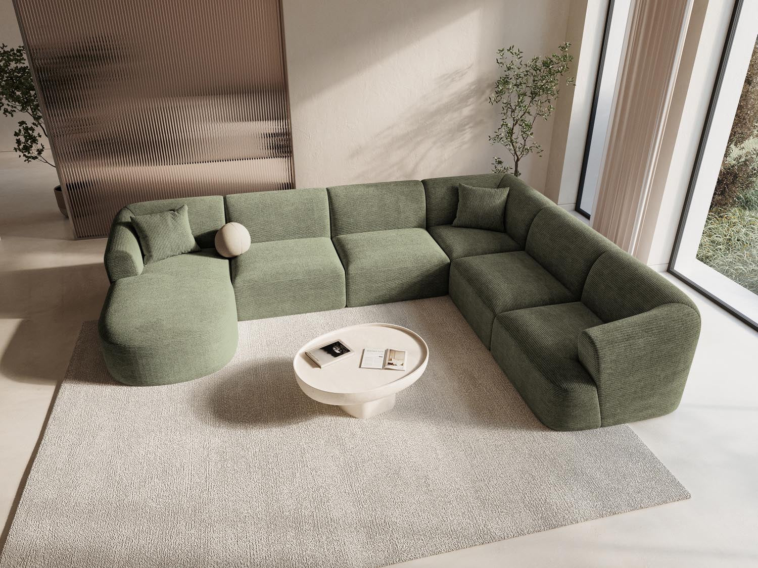 Erleben Sie das Campi Modular Panoramic Ecksofa rechts 7 Sitzer von Cosmopolitan Design – modern, flexibel und ideal für Ihr elegantes Zuhause!