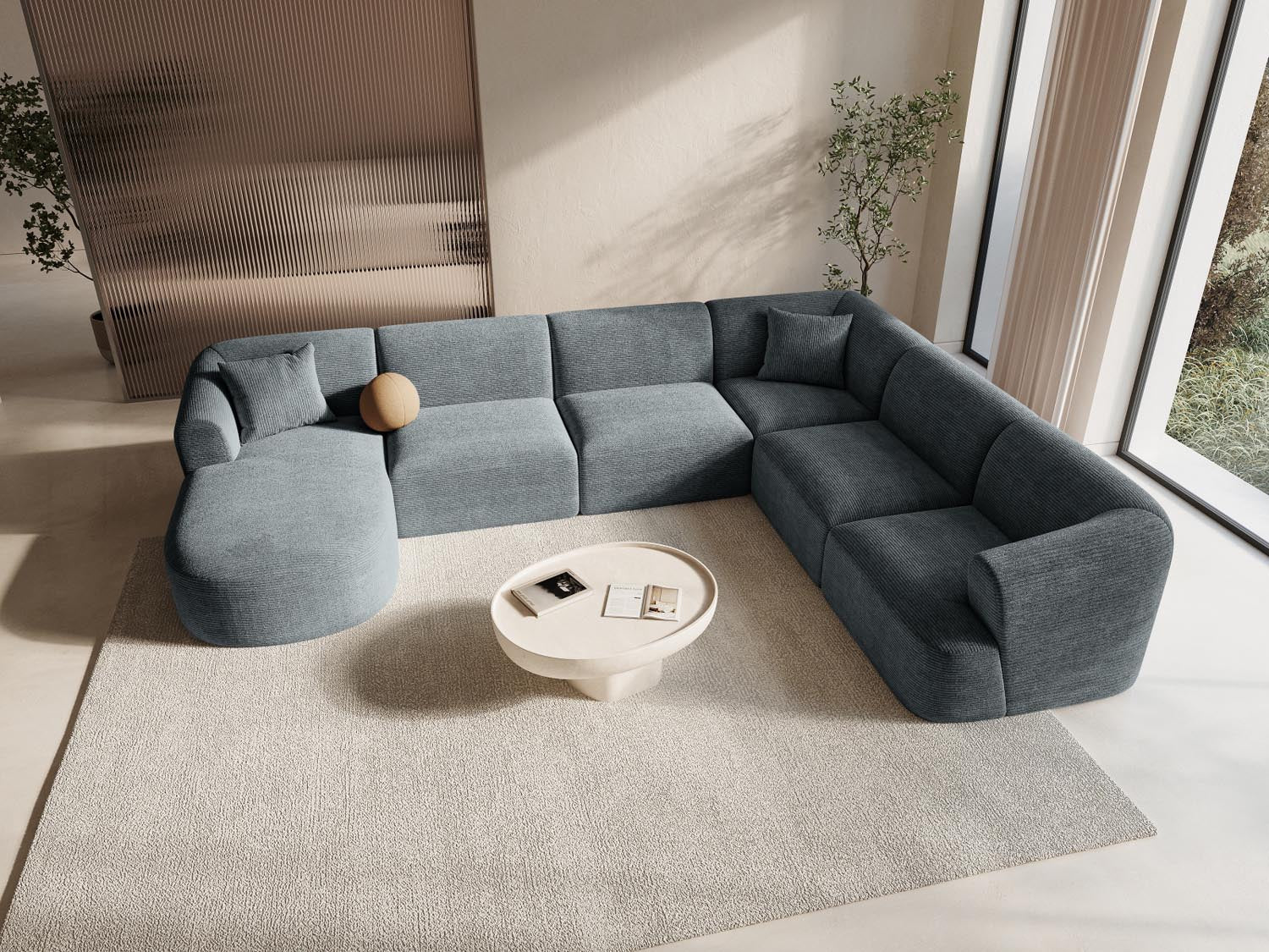 Erleben Sie das Campi Modular Panoramic Ecksofa rechts 7 Sitzer von Cosmopolitan Design – modern, flexibel und ideal für Ihr elegantes Zuhause!