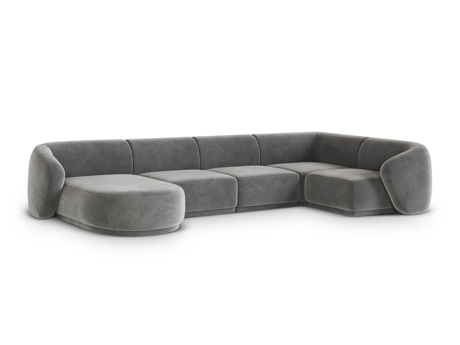 Elegantes 6-Sitzer Panoramic Ecksofa rechts Gomera in stilvollem Grau, ideal für moderne Wohnräume und gemütliche Abende.