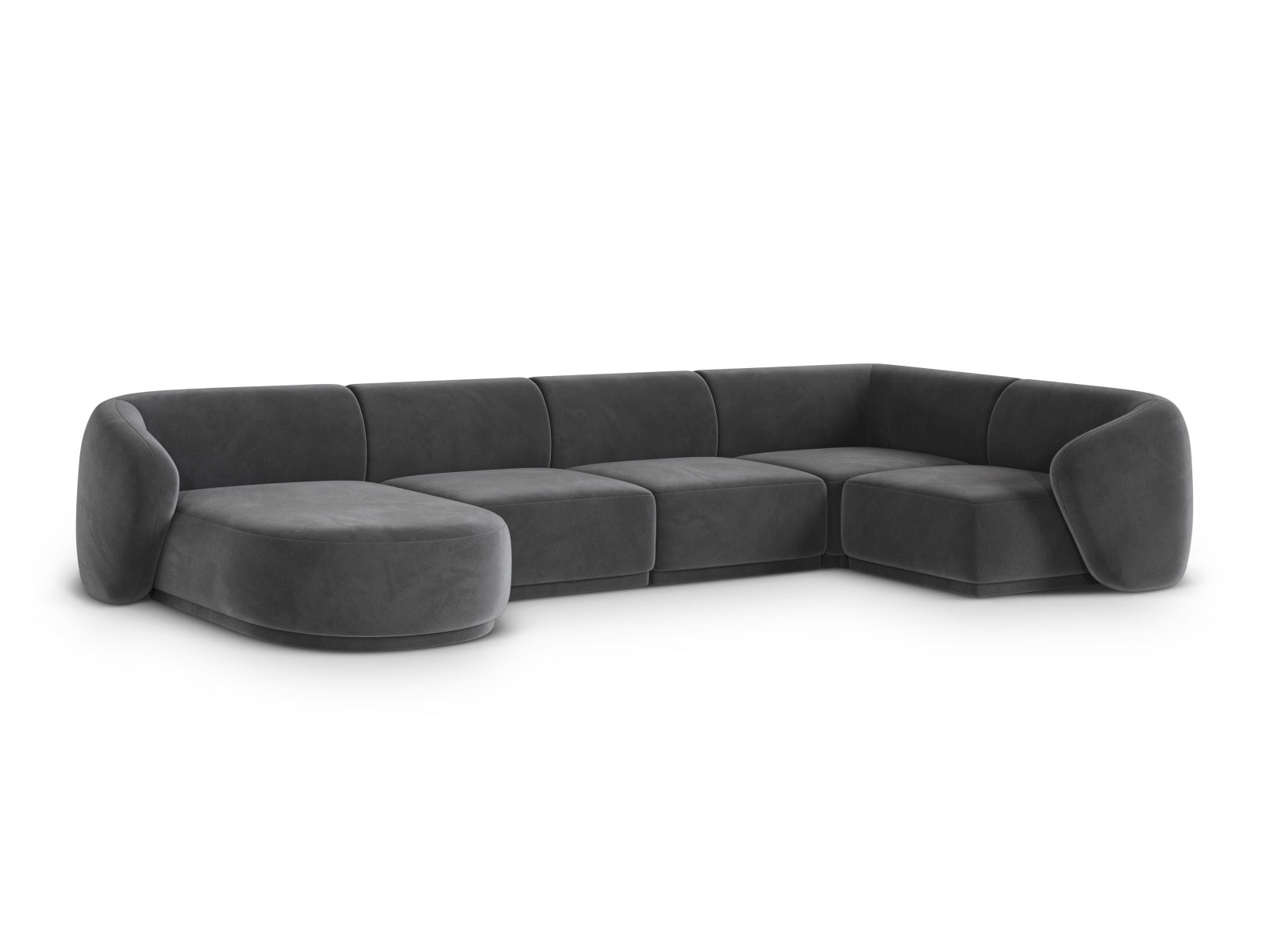 Elegantes 6-Sitzer Panoramic Ecksofa rechts Gomera in Dunkelgrau, ideal für stilvolle Wohnräume, präsentiert von Cosmopolitan Design.