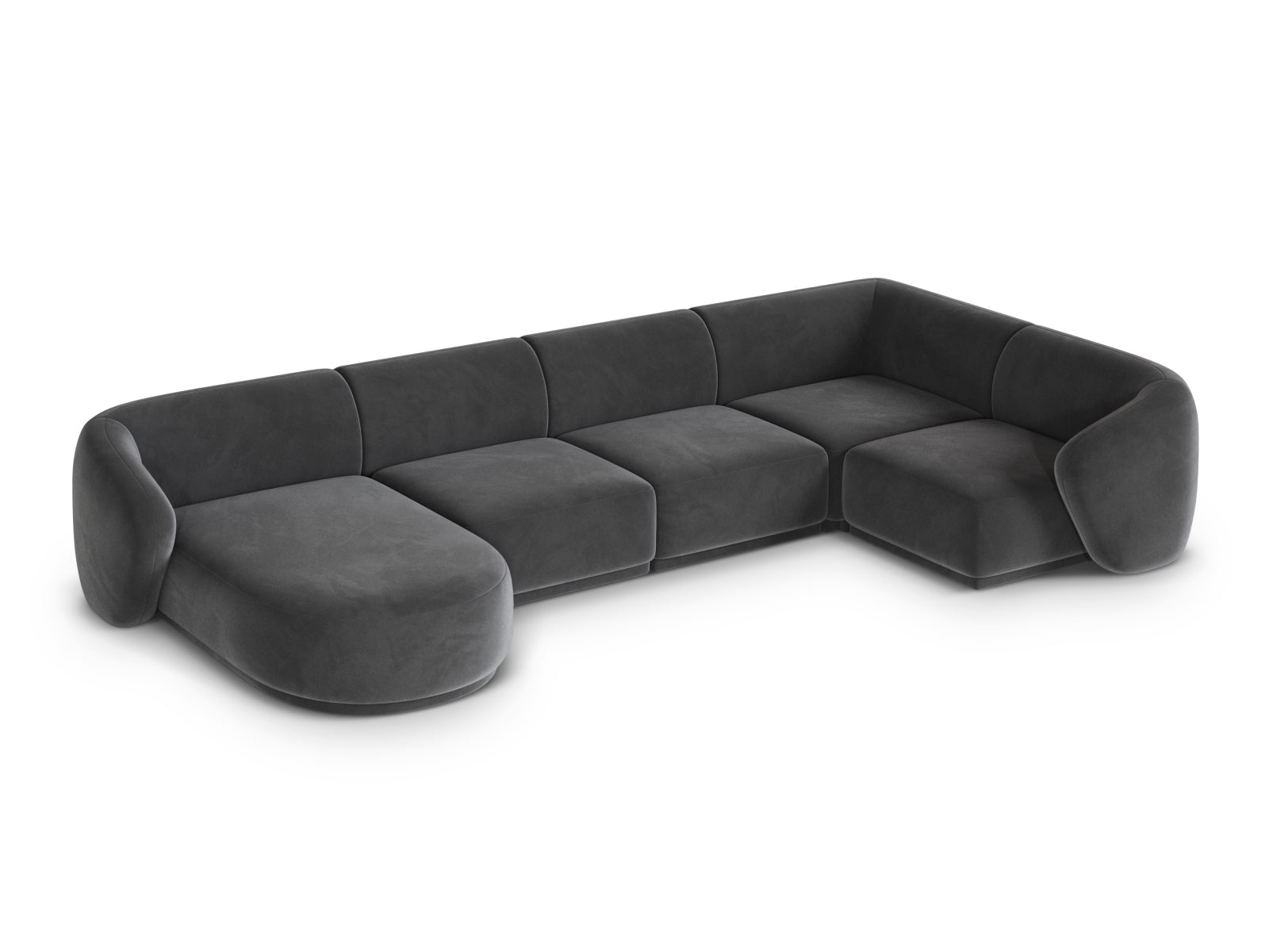 Elegantes 6-Sitzer Panoramic Ecksofa rechts Gomera in stilvollem Dunkelgrau, ideal für einladende Wohnräume von Cosmopolitan Design.
