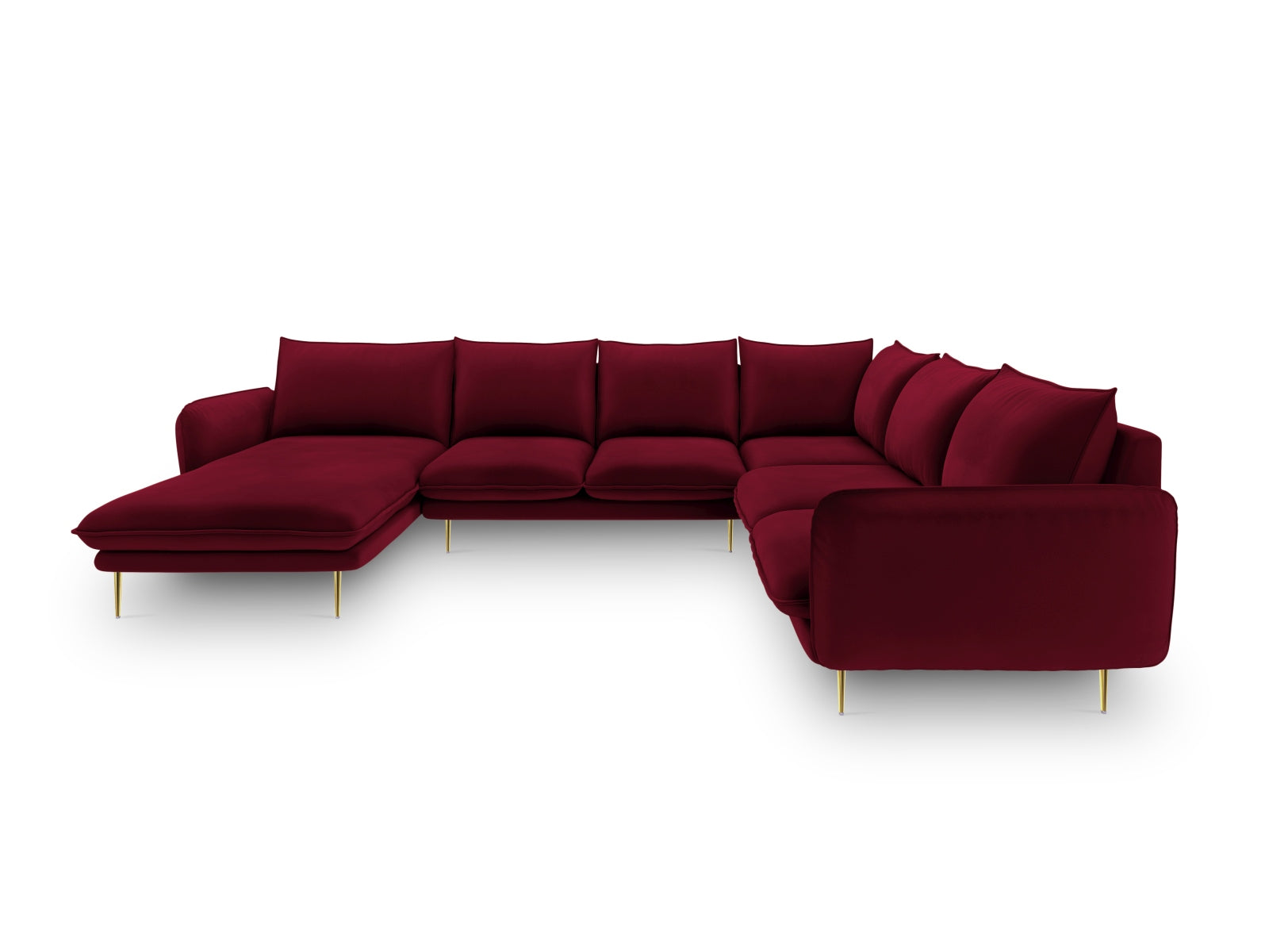 Erleben Sie das luxuriöse Vienna Velour Panoramic Ecksofa rechts – 7 Sitzer mit 235 cm von Cosmopolitan Design. Perfekt für gesellige Abende!