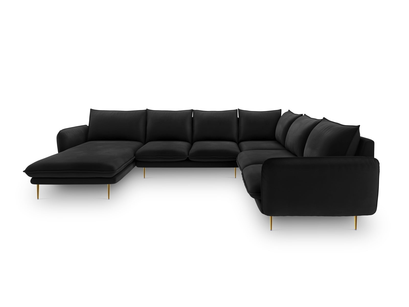 Erleben Sie das luxuriöse Vienna Velour Panoramic Ecksofa rechts – 7 Sitzer, 235 cm, perfekt für Komfort und modernes Wohnen.