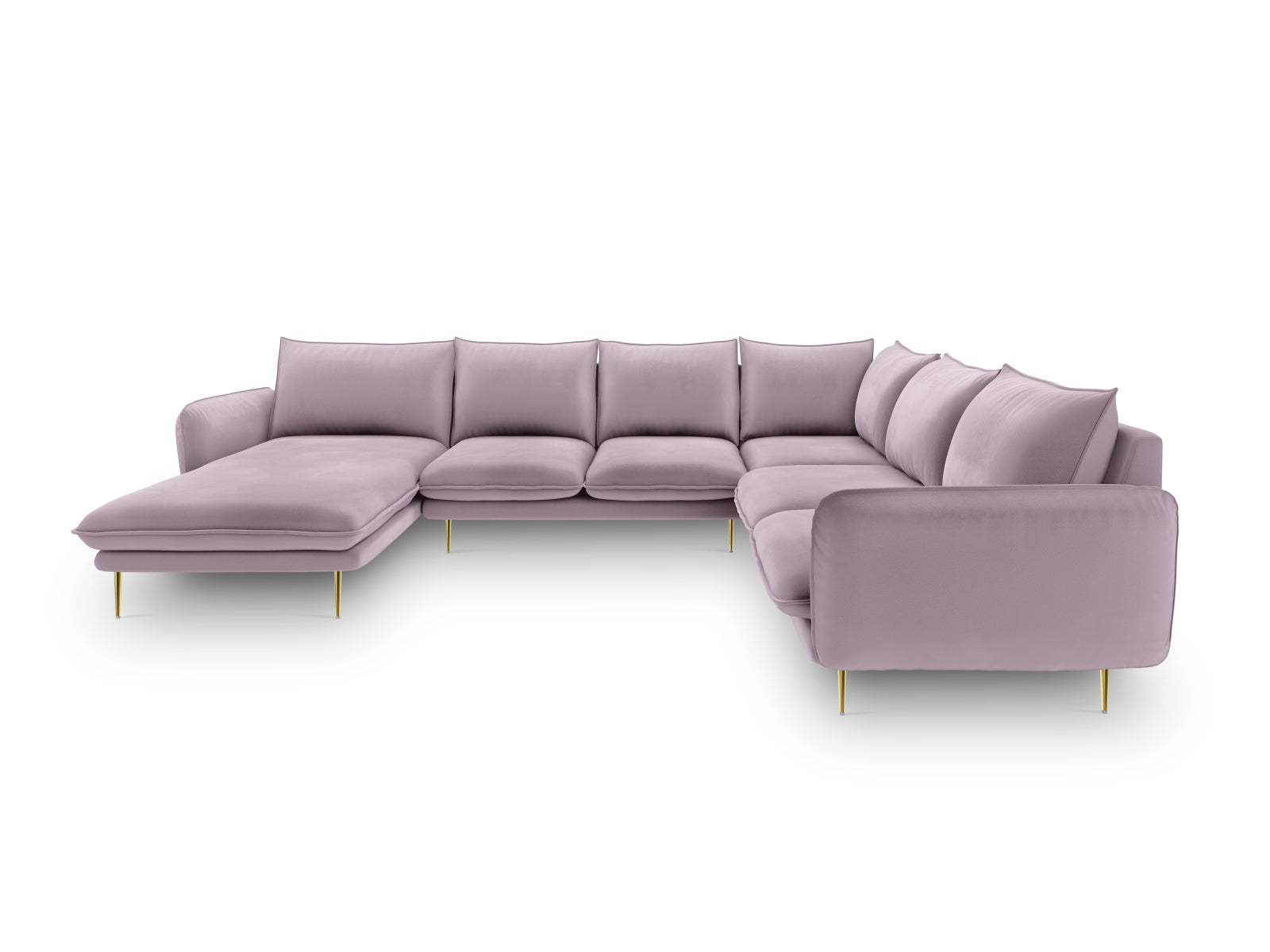 Erleben Sie das Vienna Velour Panoramic Ecksofa rechts – ein 7-Sitzer mit 235 cm, der Luxus und Gemütlichkeit in Ihr Zuhause bringt. Perfekt für gesellige Abende!