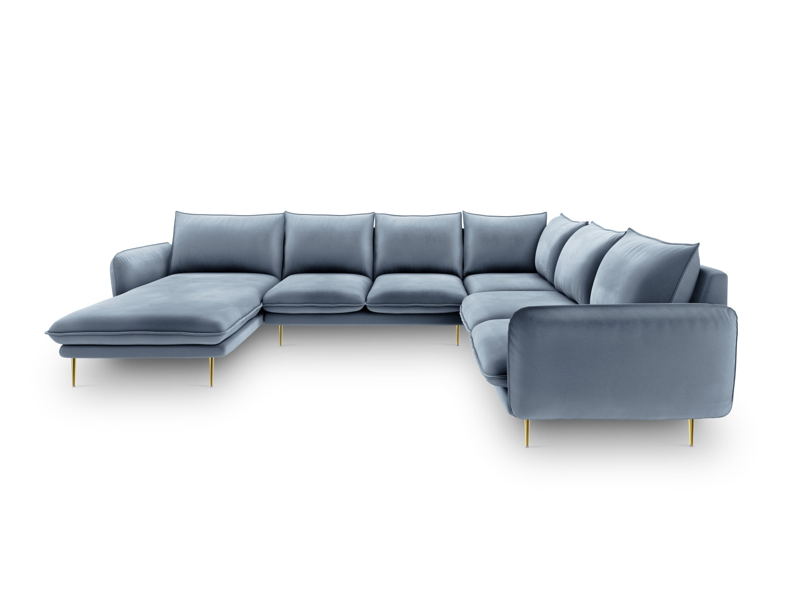 Erleben Sie das luxuriöse Vienna Velour Panoramic Ecksofa rechts – 7 Sitzer mit 235 cm, perfekt für entspannte Stunden und stilvolle Einrichtung.