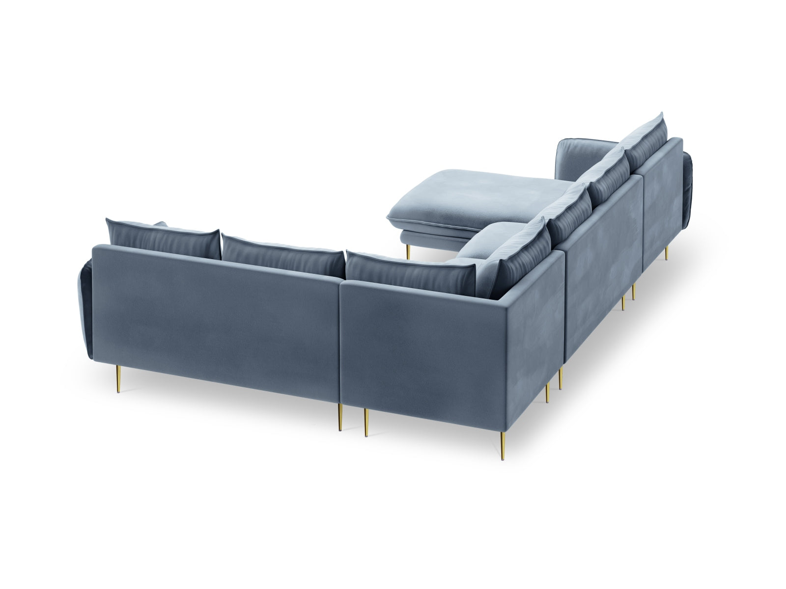 Erleben Sie das stilvolle Vienna Velour Panoramic Ecksofa rechts – 7 Sitzer, 235 cm, das Komfort und Eleganz in Ihr Zuhause bringt.