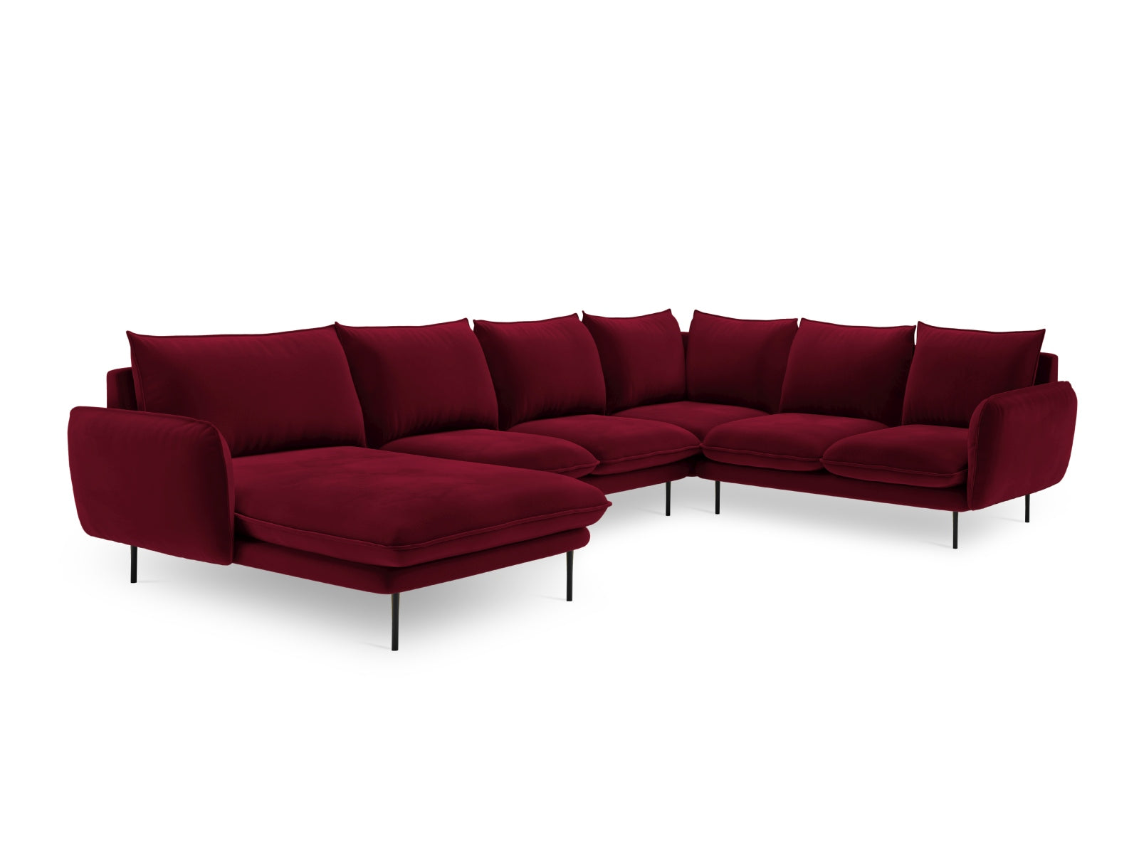 Entdecken Sie das elegante Vienna Velour Panoramic Ecksofa rechts – 7 Sitzer mit 235 cm, ideal für stilvolle Wohnräume und gesellige Momente.