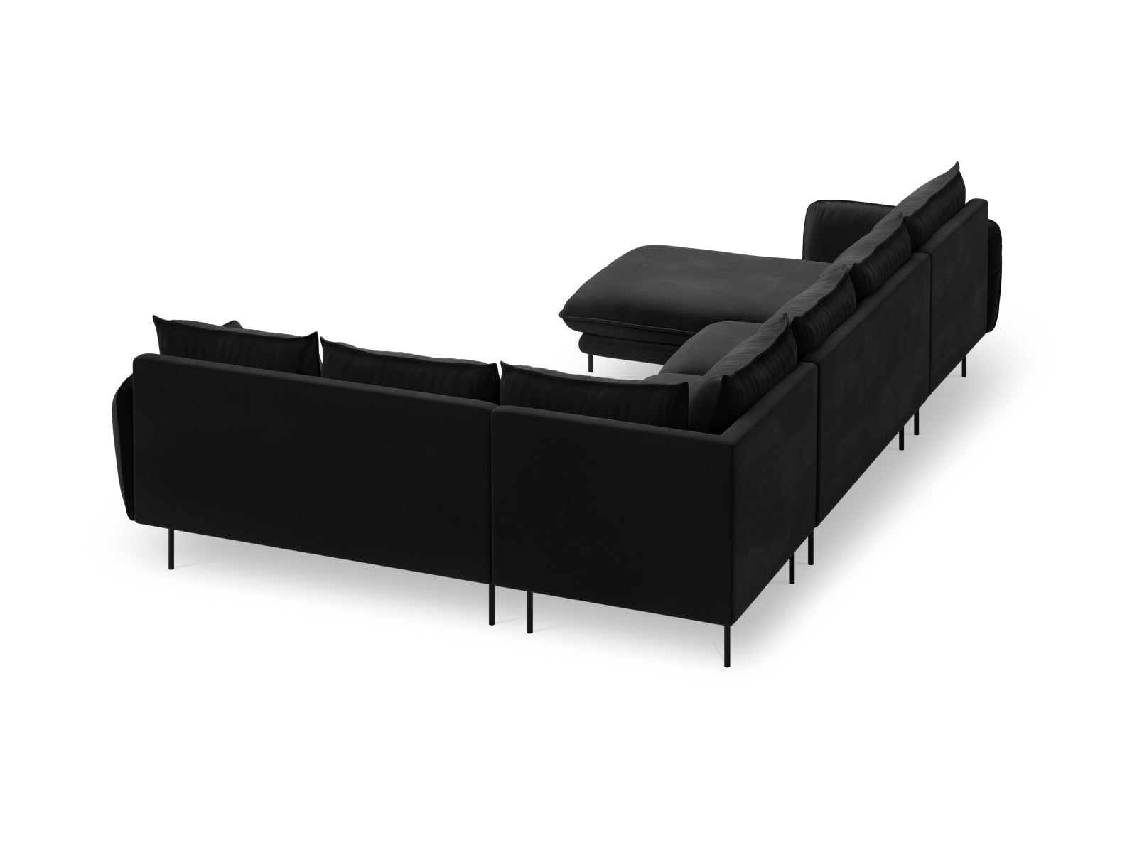 Erleben Sie das luxuriöse Vienna Velour Panoramic Ecksofa rechts – 7 Sitzer, 235 cm, das modernen Komfort und elegantes Design in Ihr Zuhause bringt.