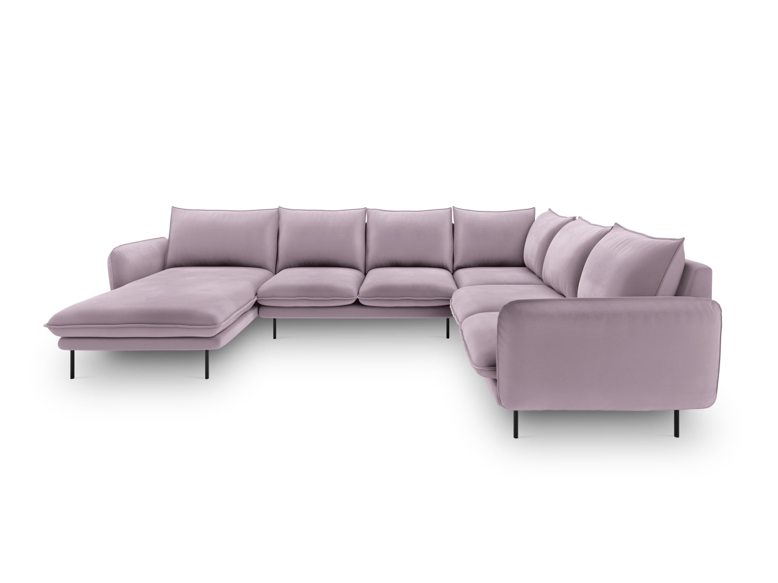 Erleben Sie das Vienna Velour Panoramic Ecksofa rechts – ein 7-Sitzer mit 235 cm, der Luxus und Komfort in Ihr Zuhause bringt.