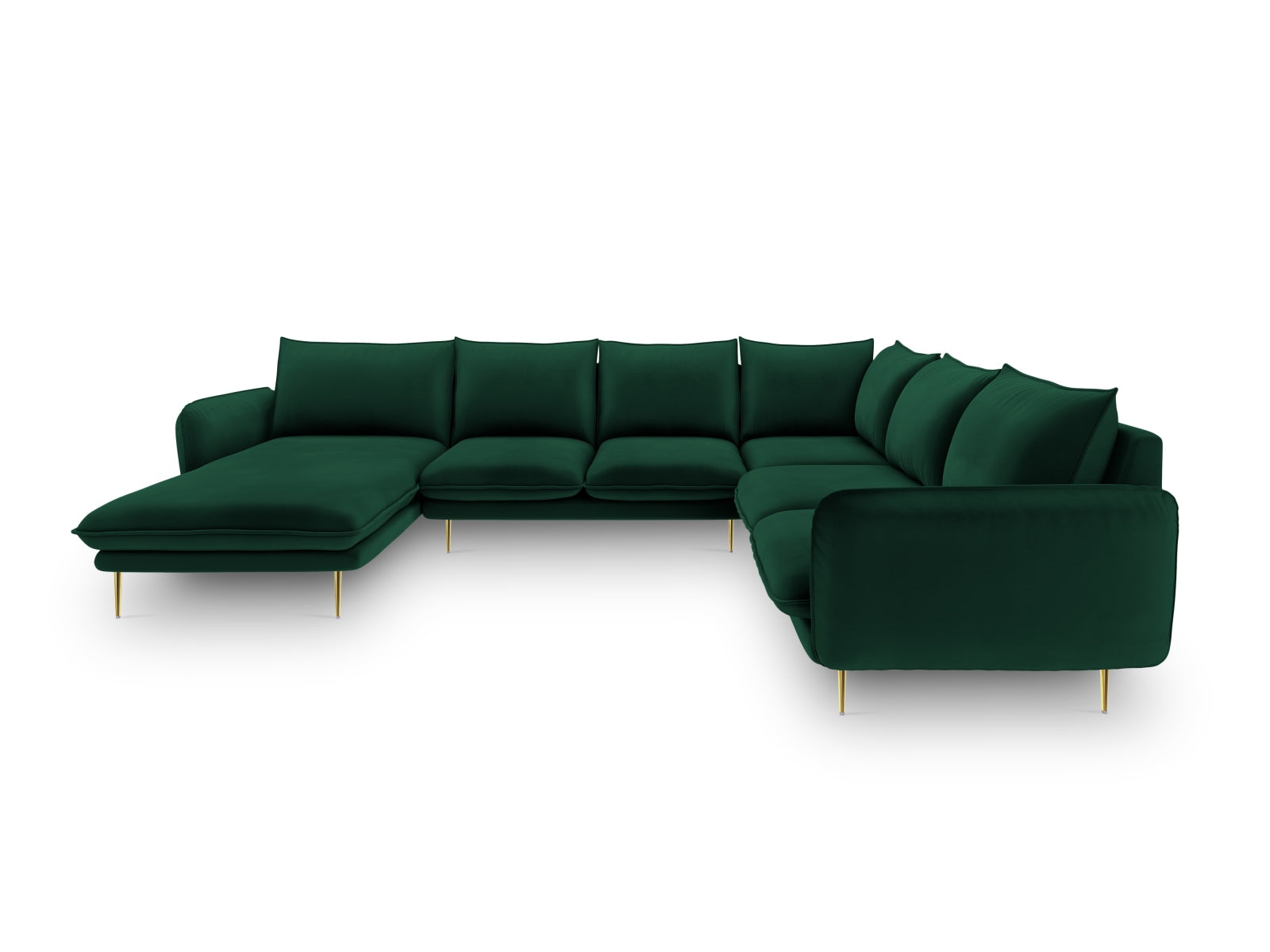 Entdecken Sie das elegante Vienna Velour Panoramic Ecksofa rechts – 7 Sitzer, 235 cm, ideal für stilvolle Wohnzimmer. Hochwertiger Velours, optimaler Komfort!