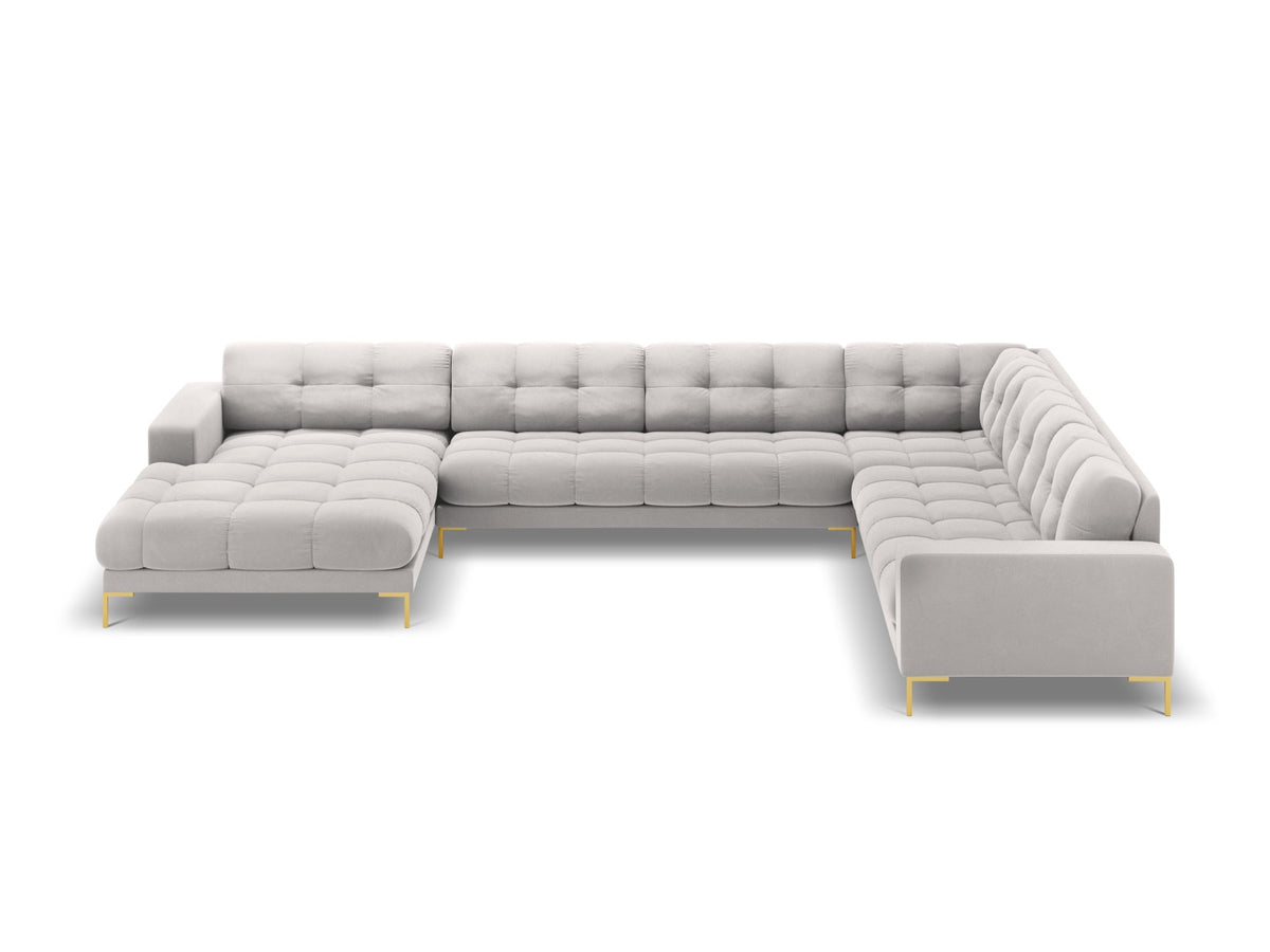 7-Sitzer Panoramic Ecksofa rechts Bali in Silver-Bluvel präsentiert im Onlineshop von KAQTU Design AG. Ecksofa rechts ist von Cosmopolitan Design