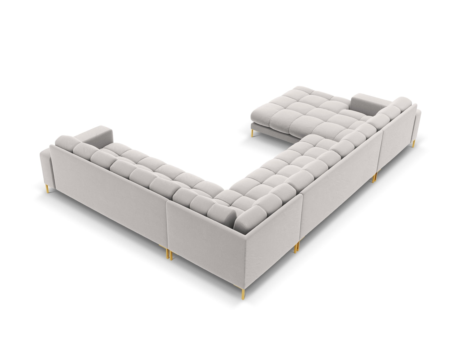 7-Sitzer Panoramic Ecksofa rechts Bali in Silver-Bluvel präsentiert im Onlineshop von KAQTU Design AG. Ecksofa rechts ist von Cosmopolitan Design