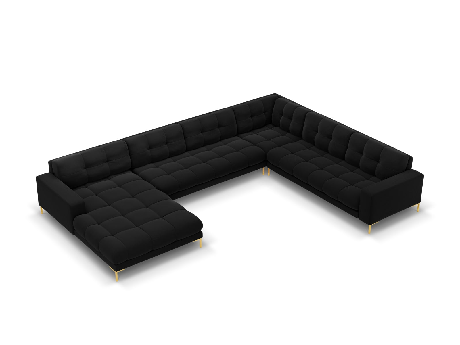 7-Sitzer Panoramic Ecksofa rechts Bali in Black-Bluvel präsentiert im Onlineshop von KAQTU Design AG. Ecksofa rechts ist von Cosmopolitan Design