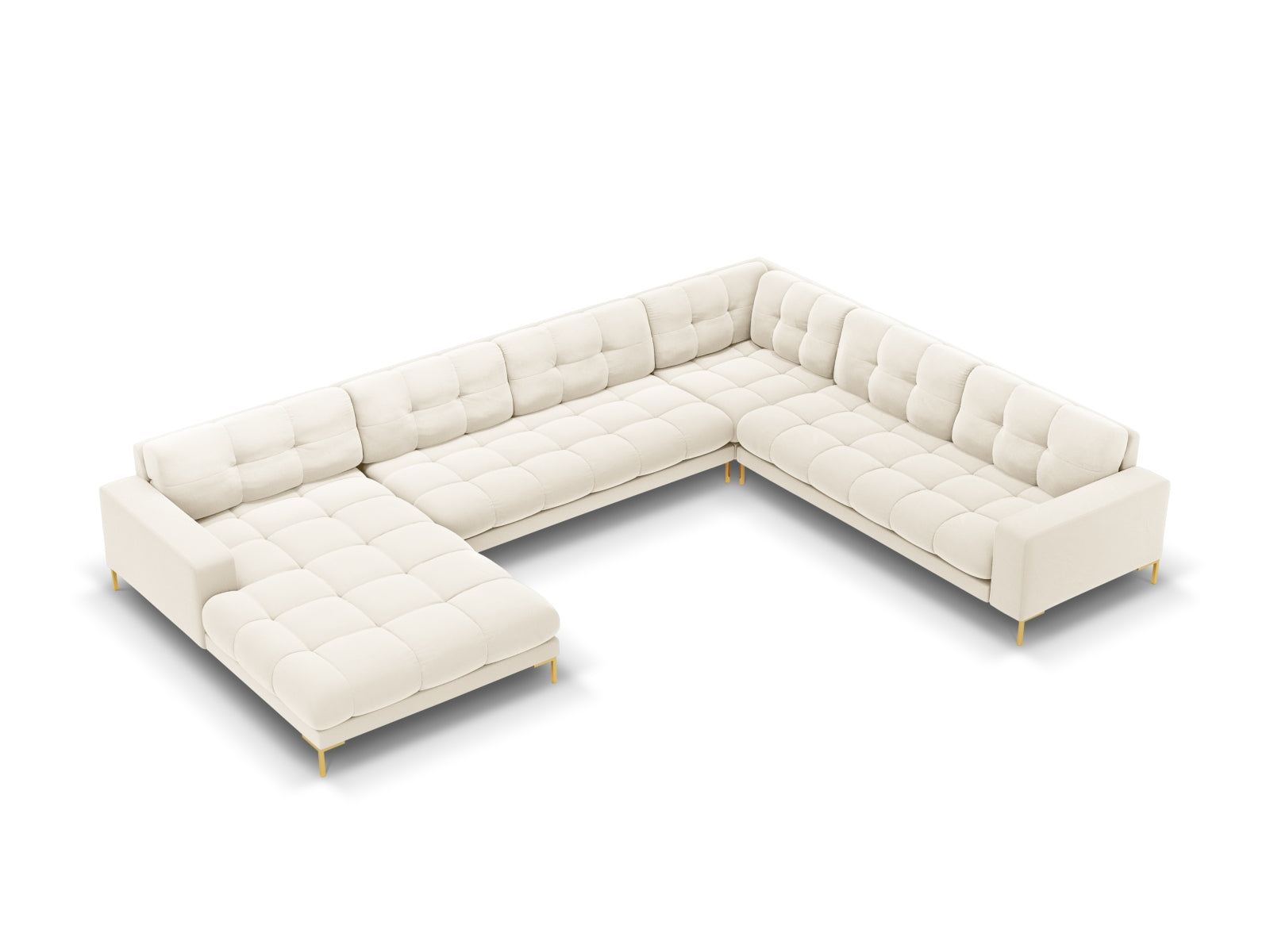 7-Sitzer Panoramic Ecksofa rechts Bali in Light Beige-Bluvel präsentiert im Onlineshop von KAQTU Design AG. Ecksofa rechts ist von Cosmopolitan Design
