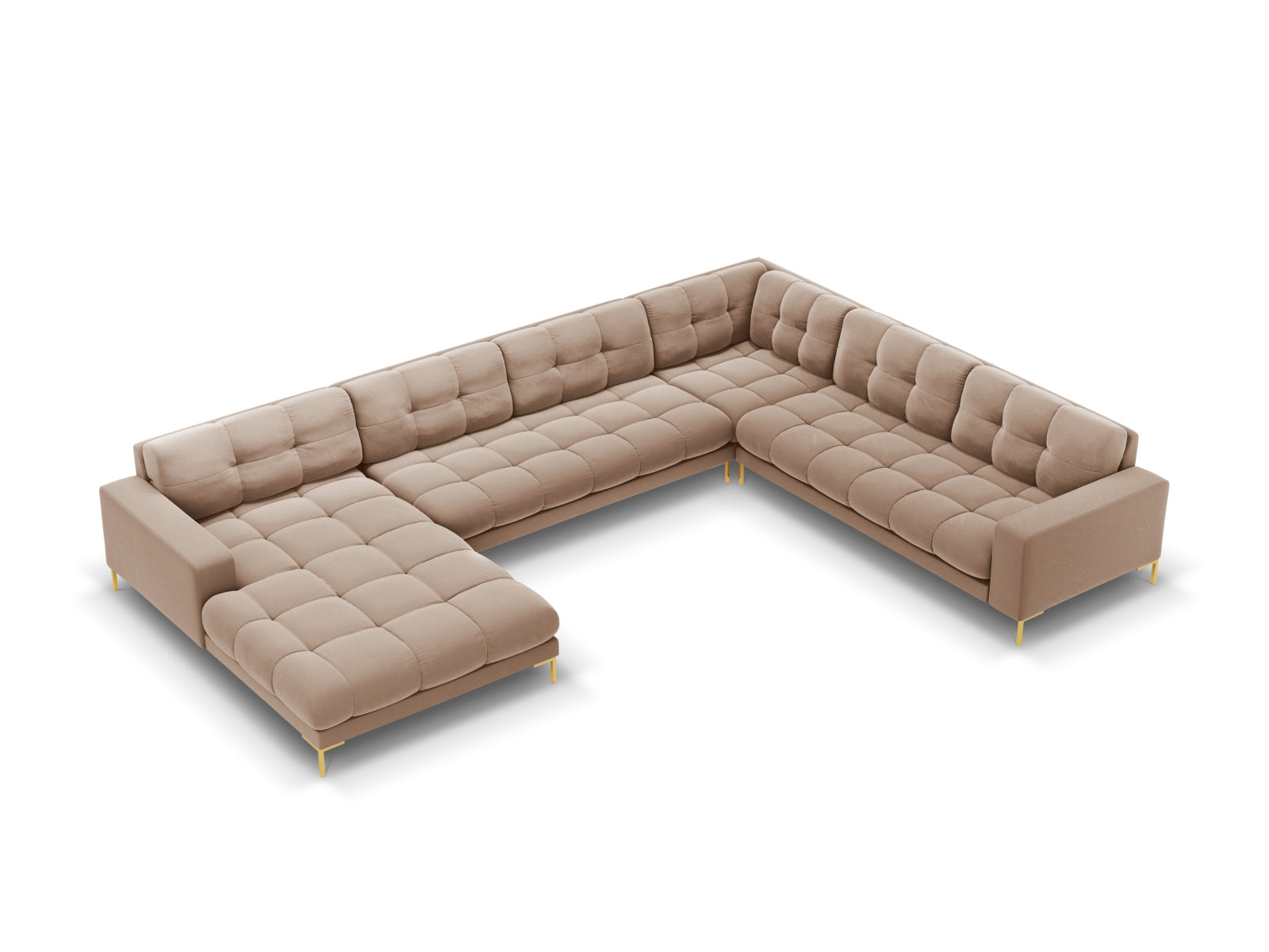 7-Sitzer Panoramic Ecksofa rechts Bali in Beige-Bluvel präsentiert im Onlineshop von KAQTU Design AG. Ecksofa rechts ist von Cosmopolitan Design
