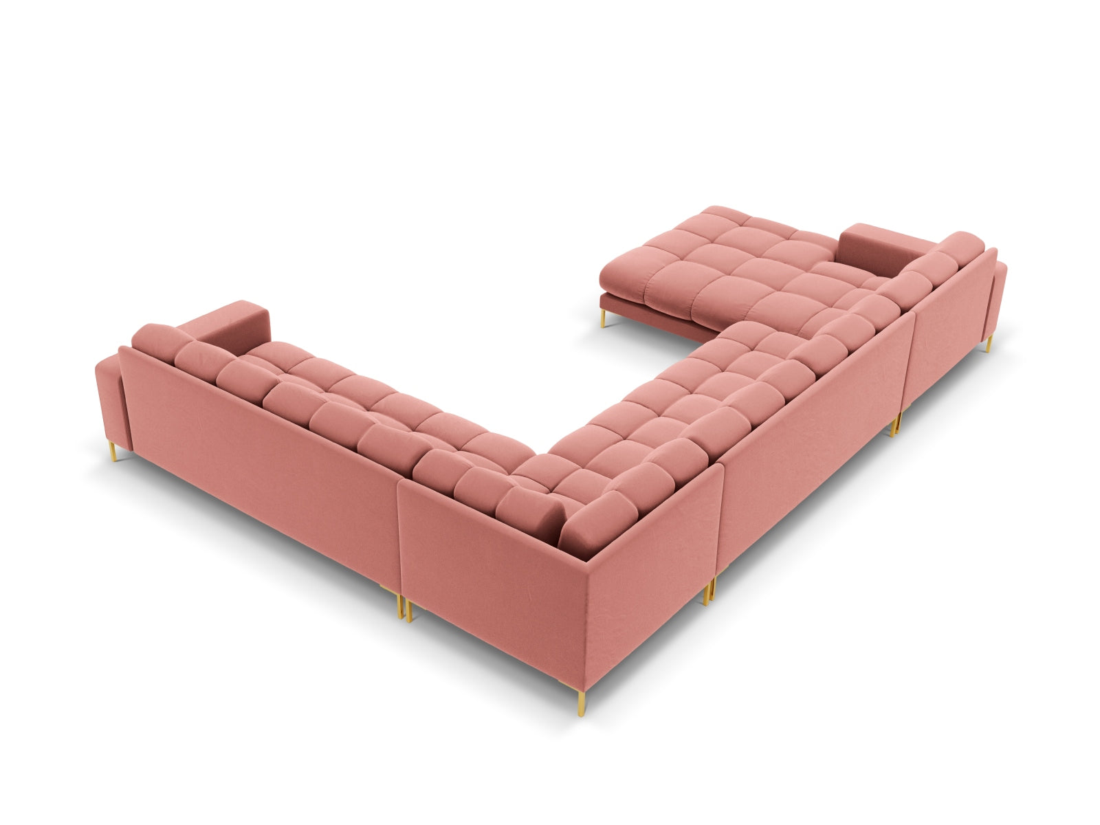 7-Sitzer Panoramic Ecksofa rechts Bali in Pink-Bluvel präsentiert im Onlineshop von KAQTU Design AG. Ecksofa rechts ist von Cosmopolitan Design