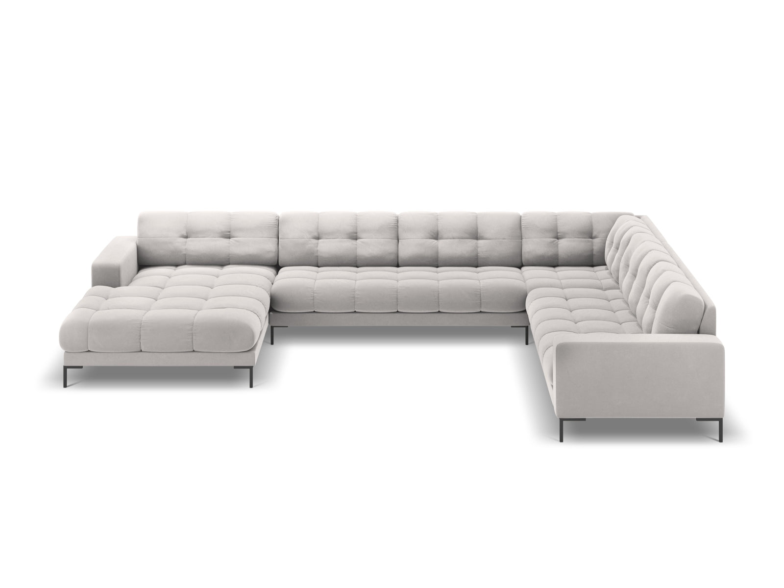 7-Sitzer Panoramic Ecksofa rechts Bali in Silver-Bluvel präsentiert im Onlineshop von KAQTU Design AG. Ecksofa rechts ist von Cosmopolitan Design