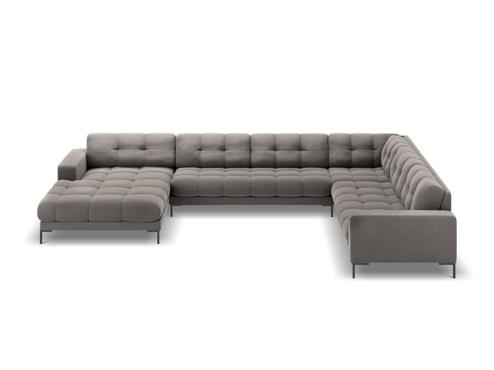 7-Sitzer Panoramic Ecksofa rechts Bali in Light Grey-Bluvel präsentiert im Onlineshop von KAQTU Design AG. Ecksofa rechts ist von Cosmopolitan Design