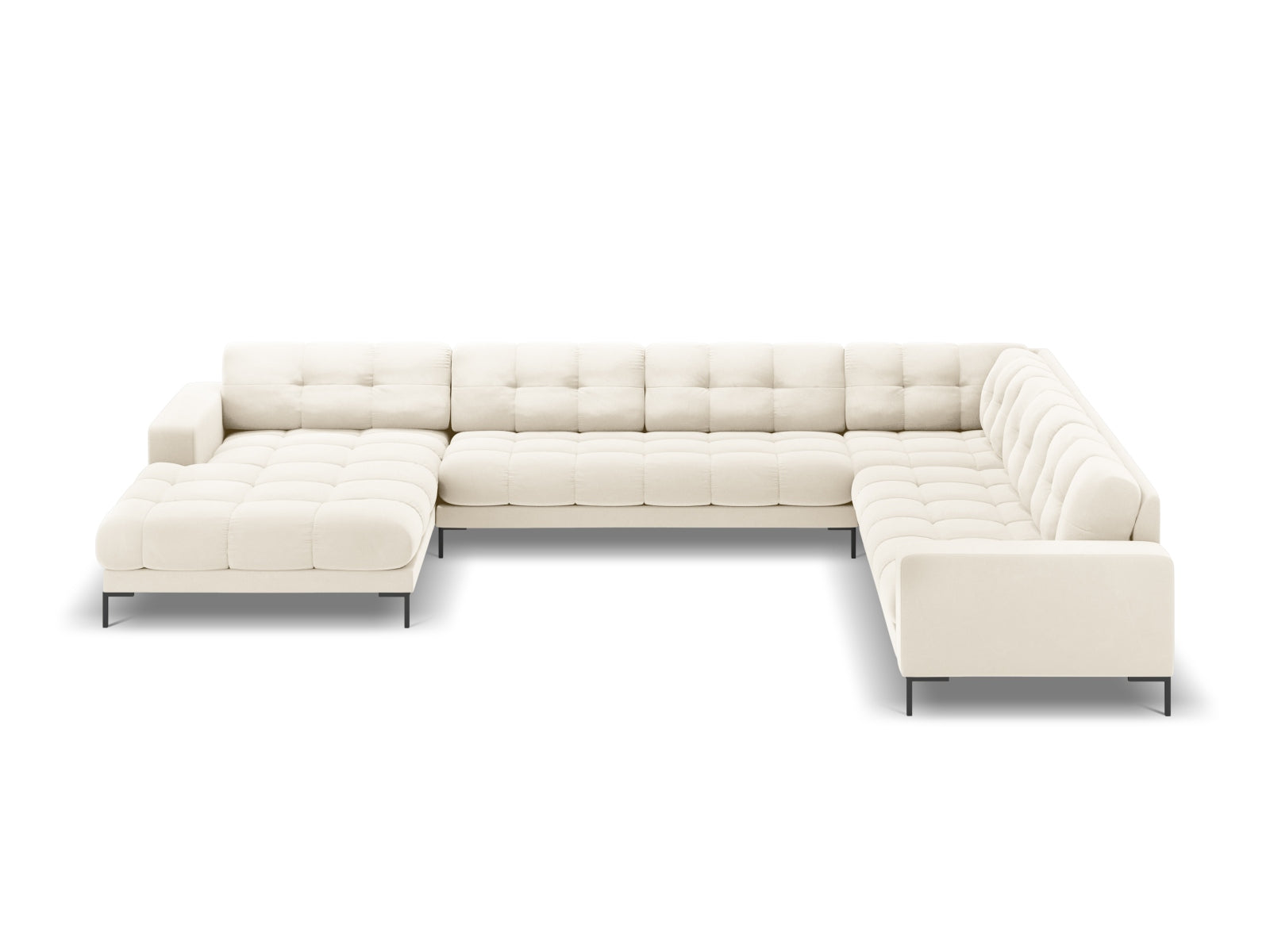 7-Sitzer Panoramic Ecksofa rechts Bali in Light Beige-Bluvel präsentiert im Onlineshop von KAQTU Design AG. Ecksofa rechts ist von Cosmopolitan Design