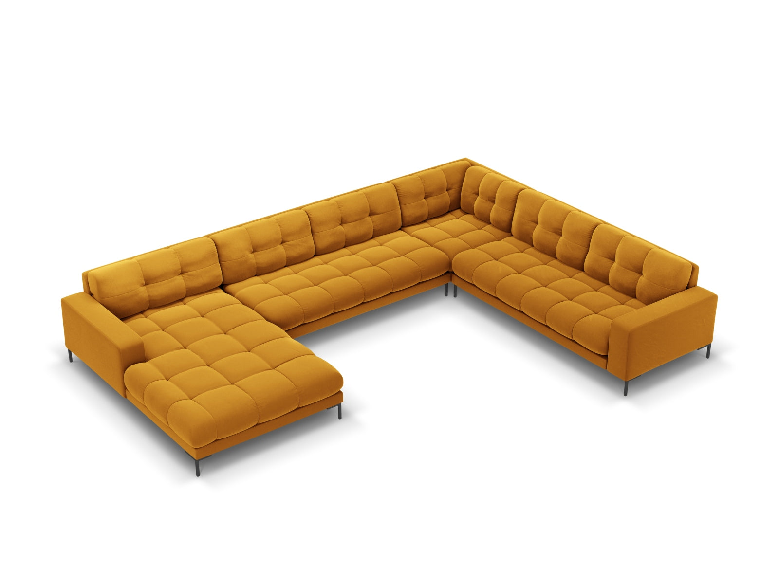 7-Sitzer Panoramic Ecksofa rechts Bali in Yellow-Bluvel präsentiert im Onlineshop von KAQTU Design AG. Ecksofa rechts ist von Cosmopolitan Design